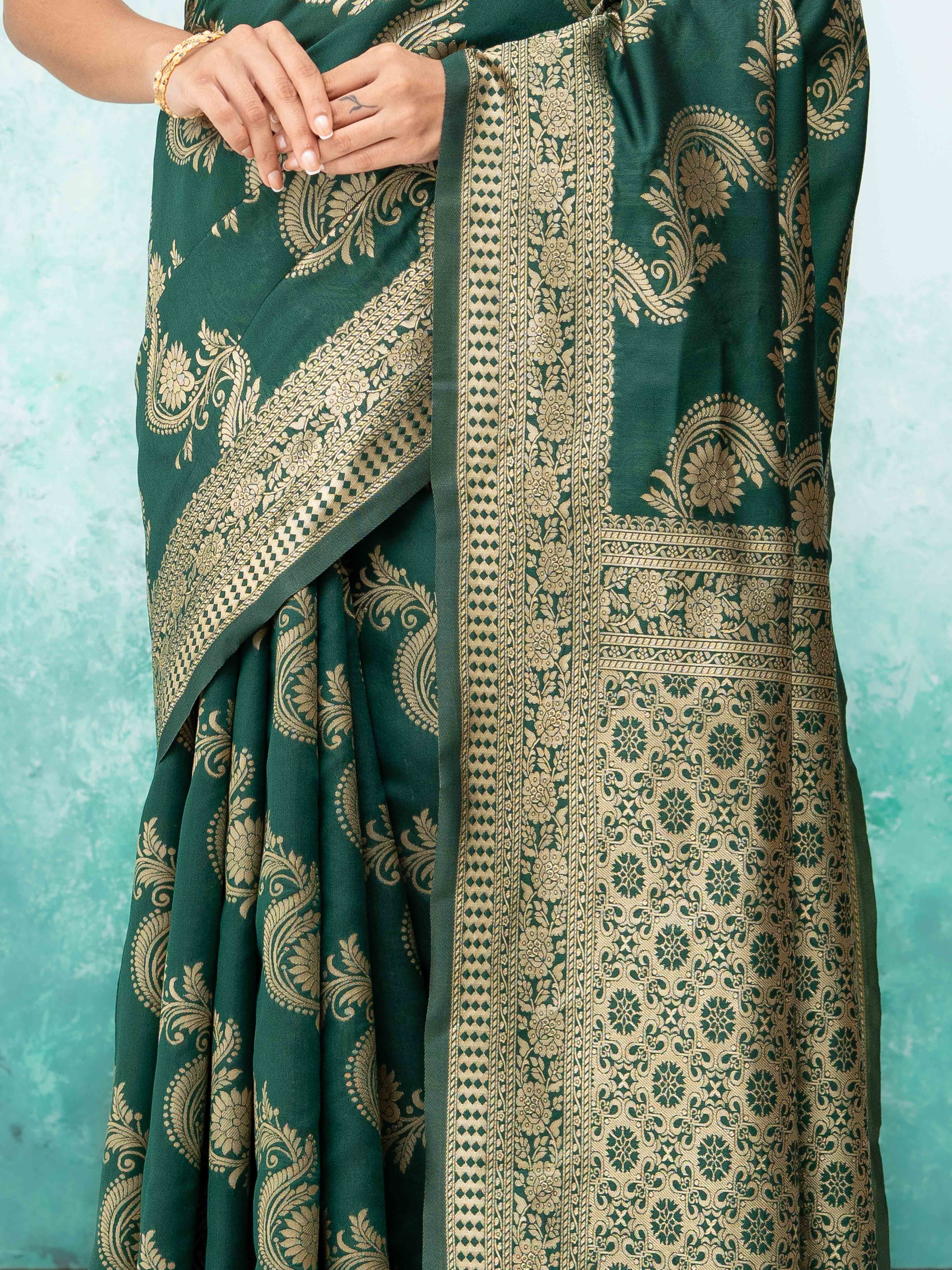 Dark Green Mysore Silk Saree