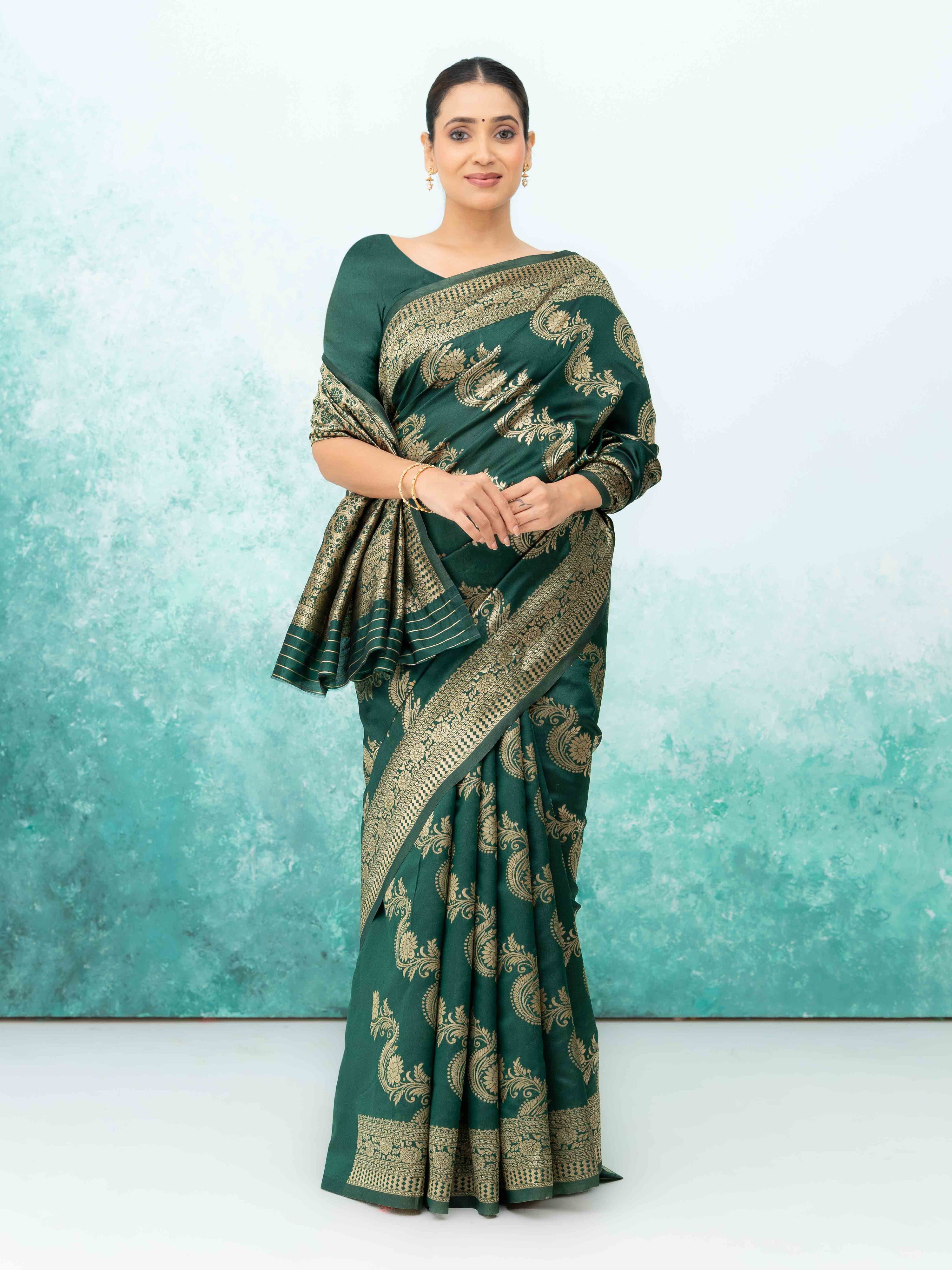 Dark Green Mysore Silk Saree