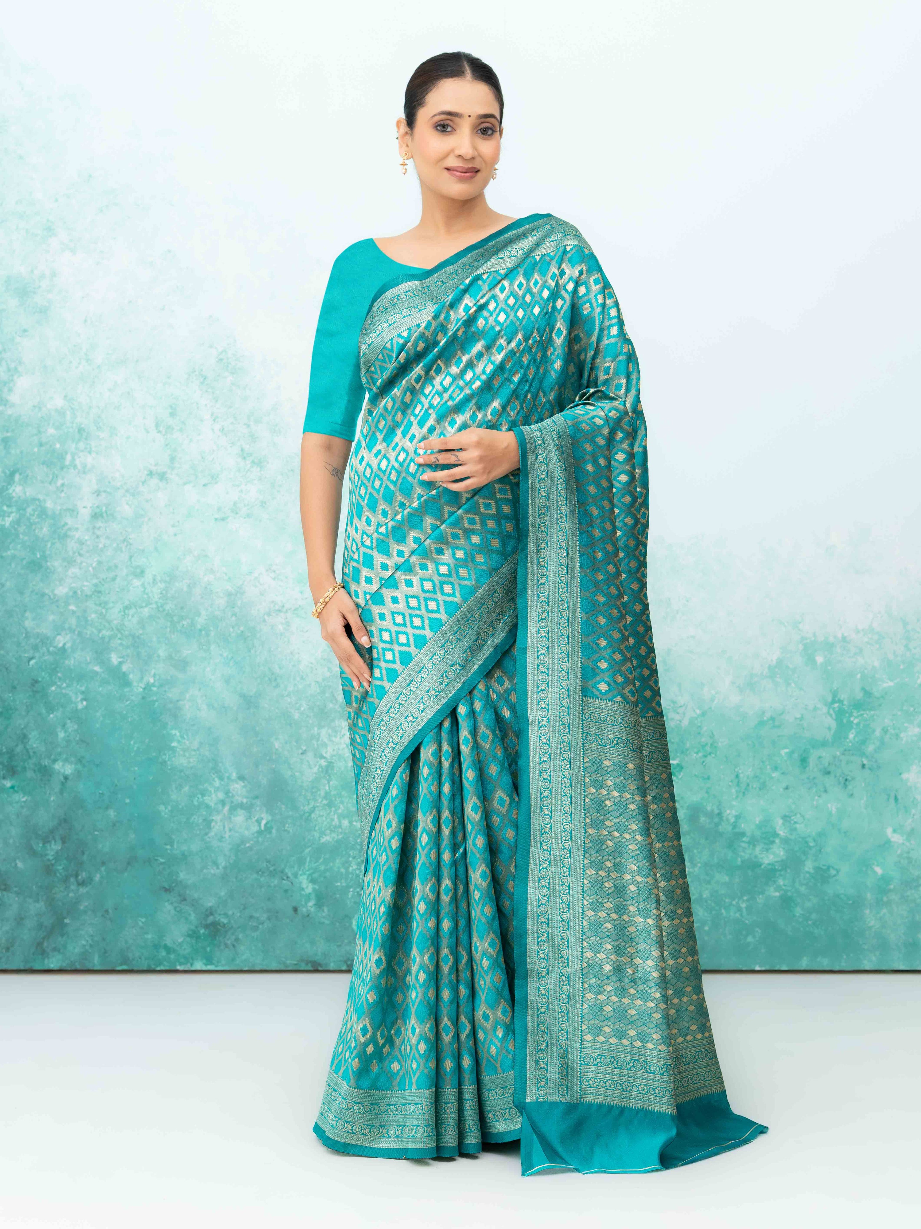Sky Blue Mysore Silk Saree