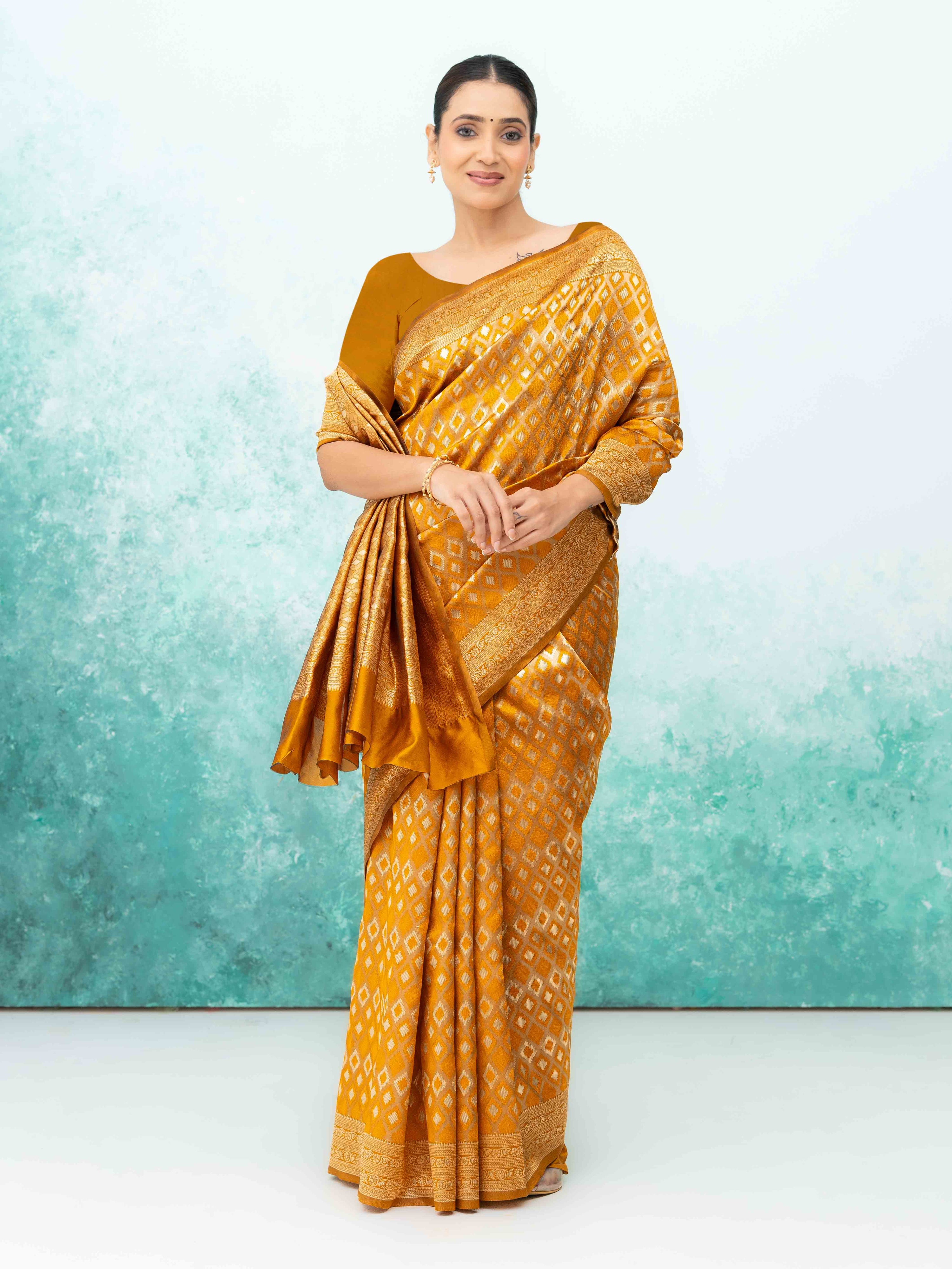 Mustard Yellow Mysore Silk Saree