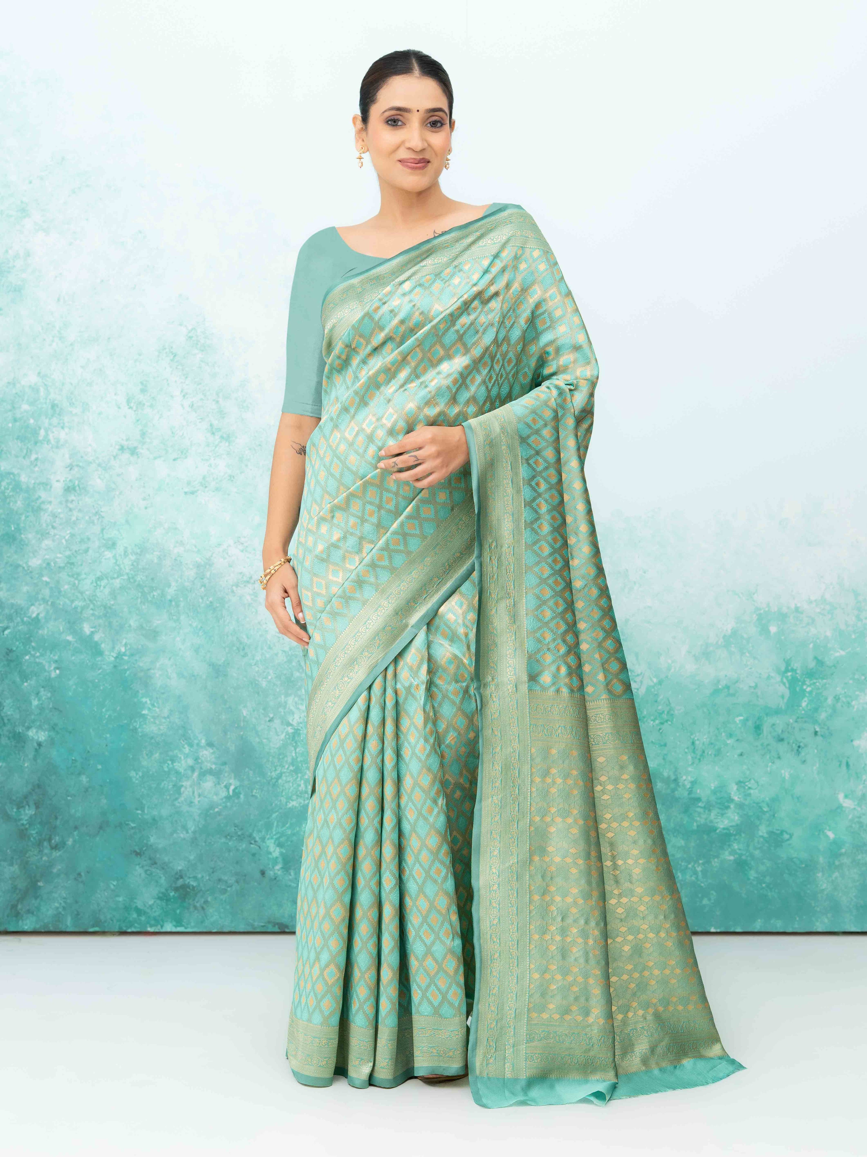 Mint Green Mysore Silk Saree