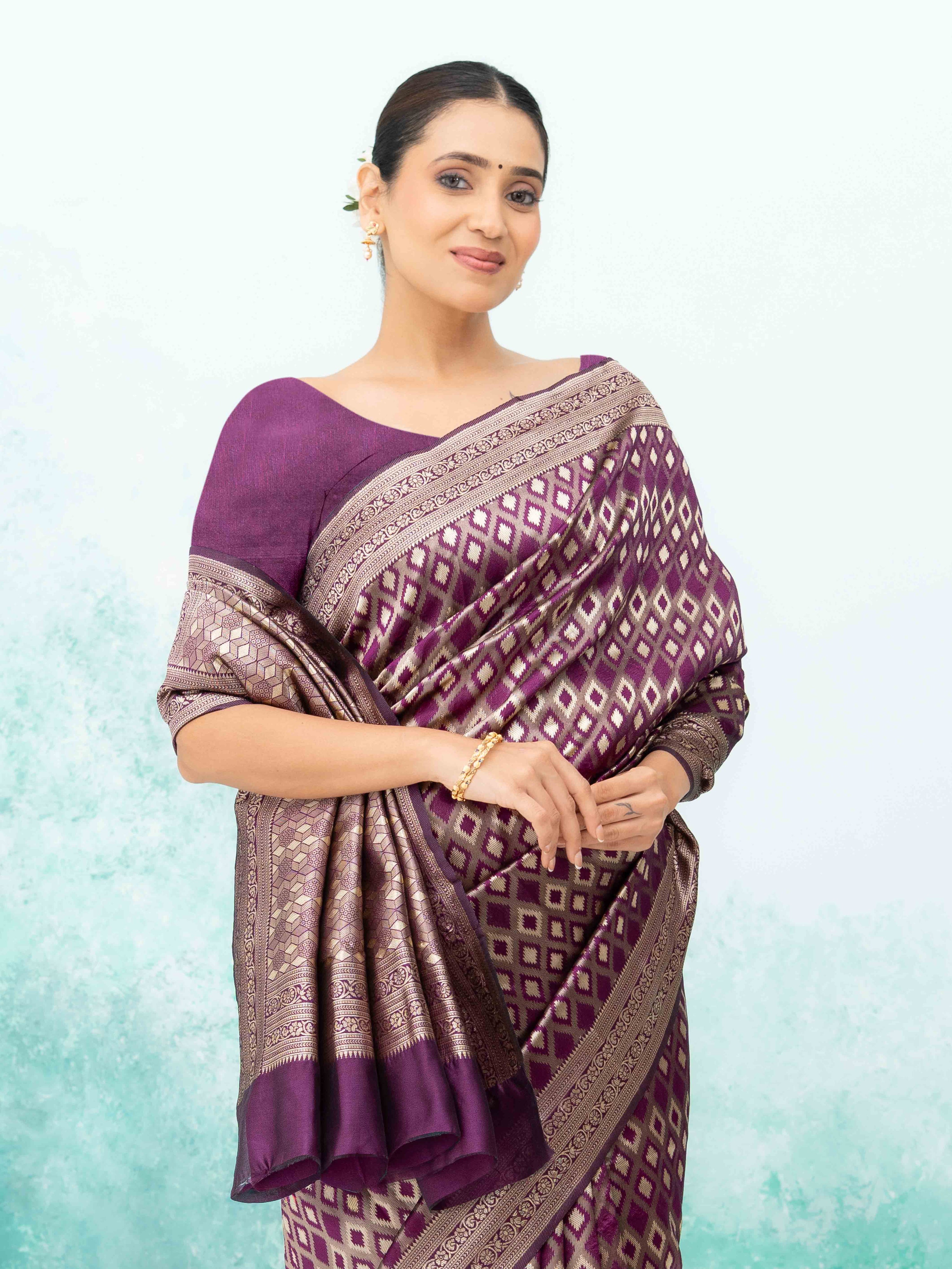 Dark Purple Mysore Silk Saree