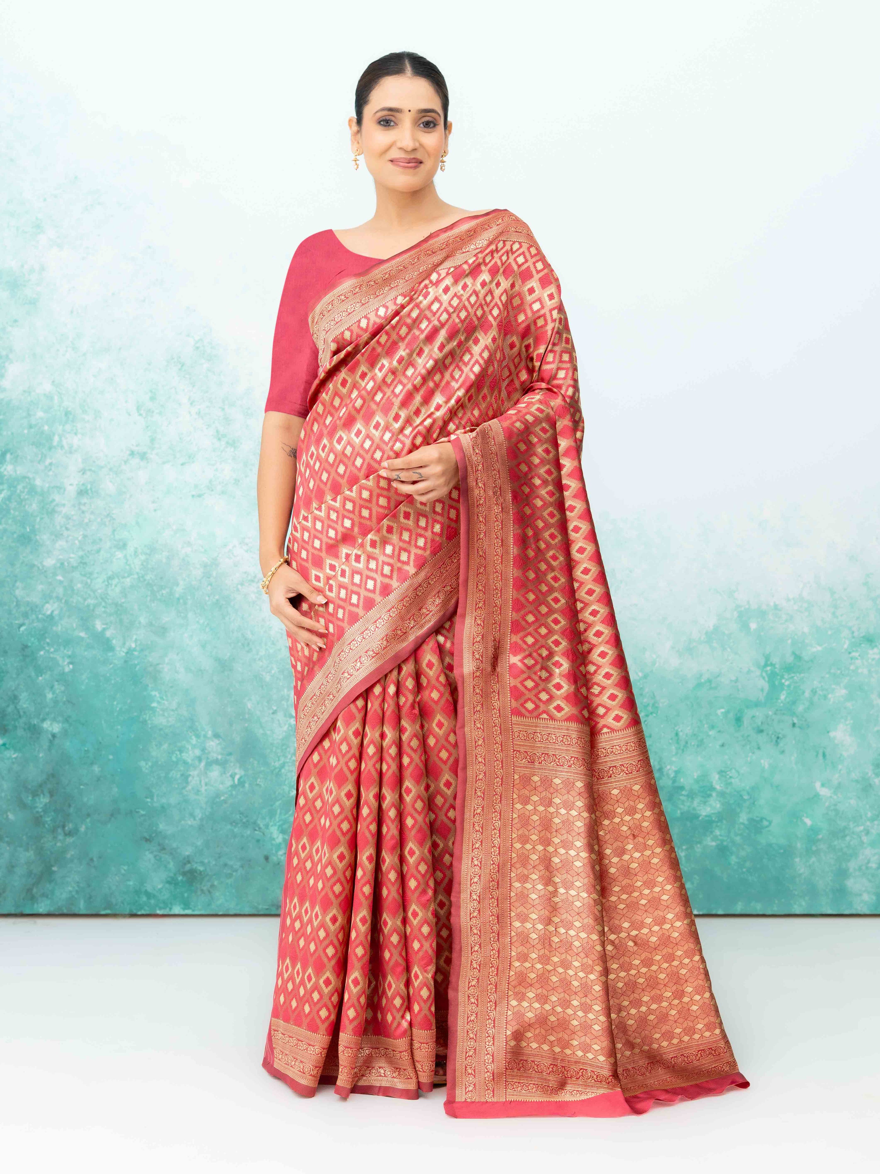 Ruby Red Mysore Silk Saree
