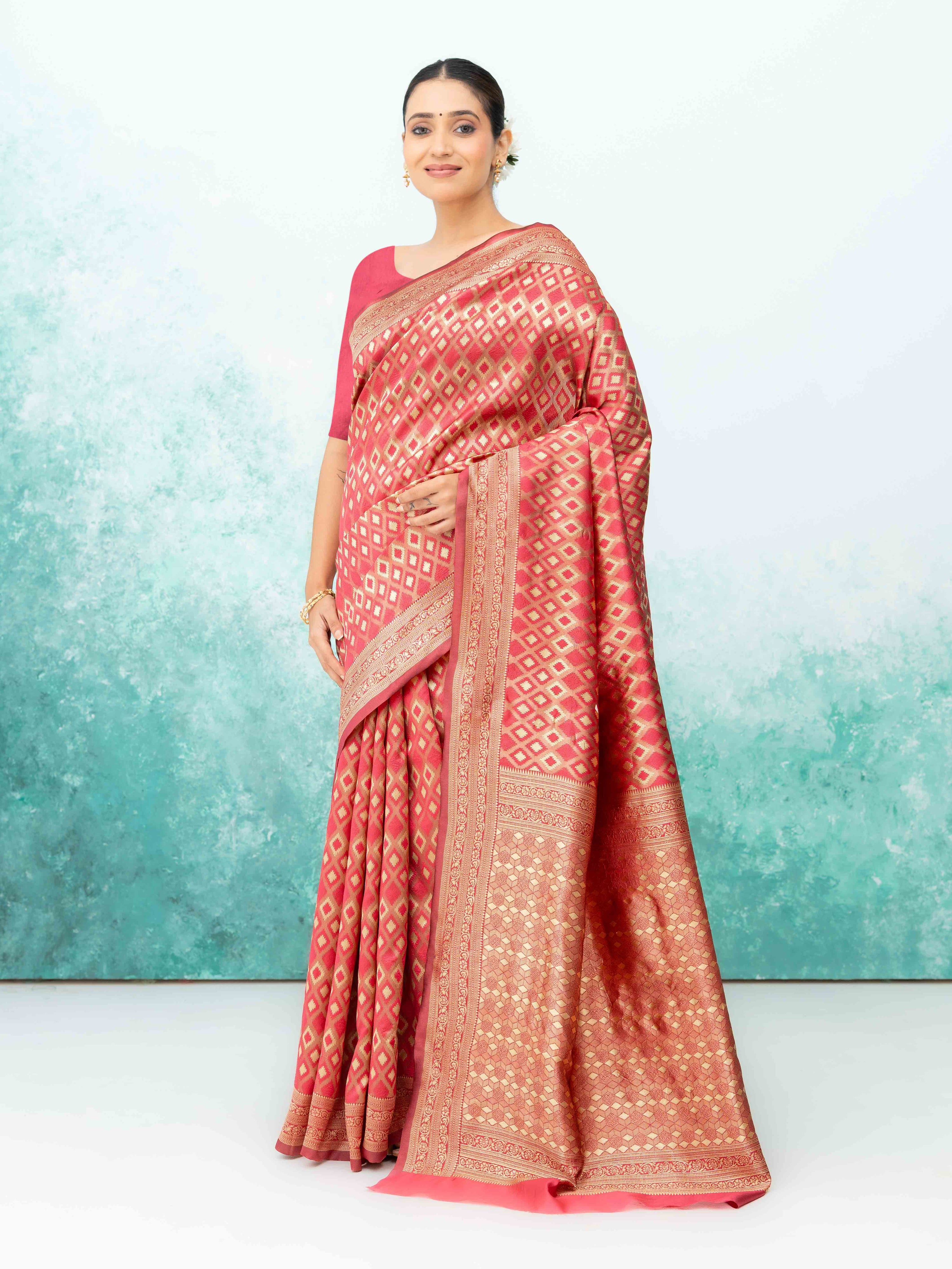 Ruby Red Mysore Silk Saree