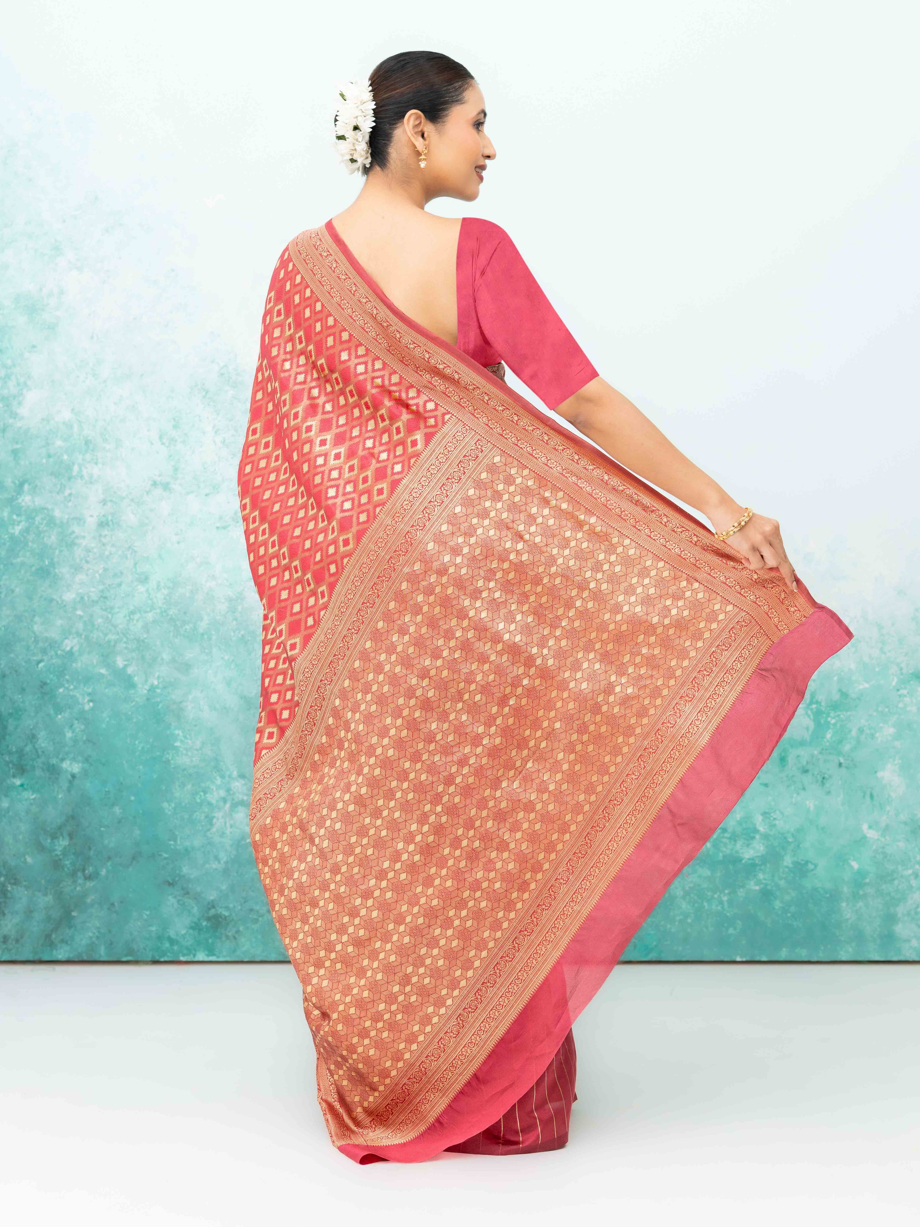 Ruby Red Mysore Silk Saree