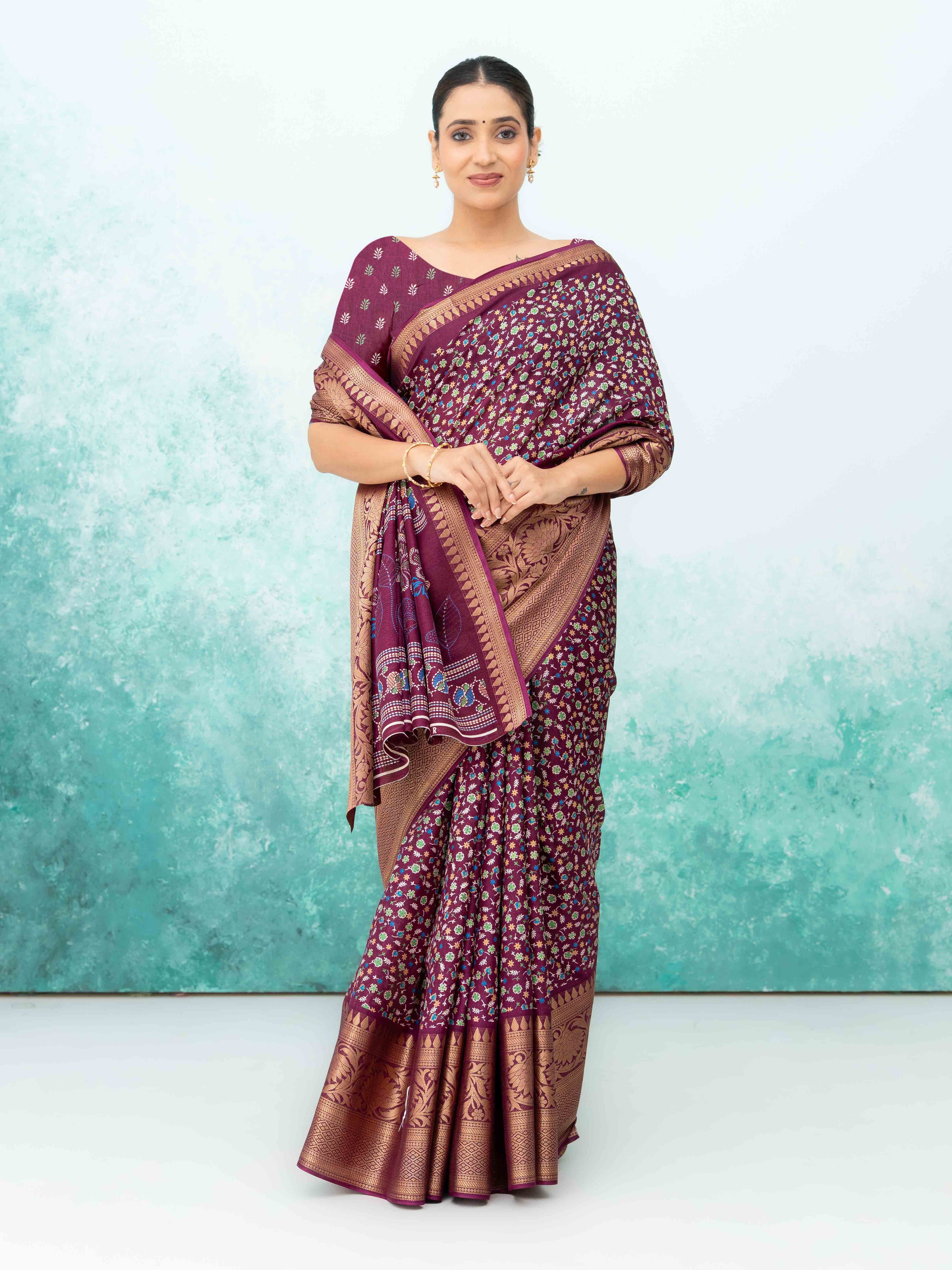 Wine Crepe Saree