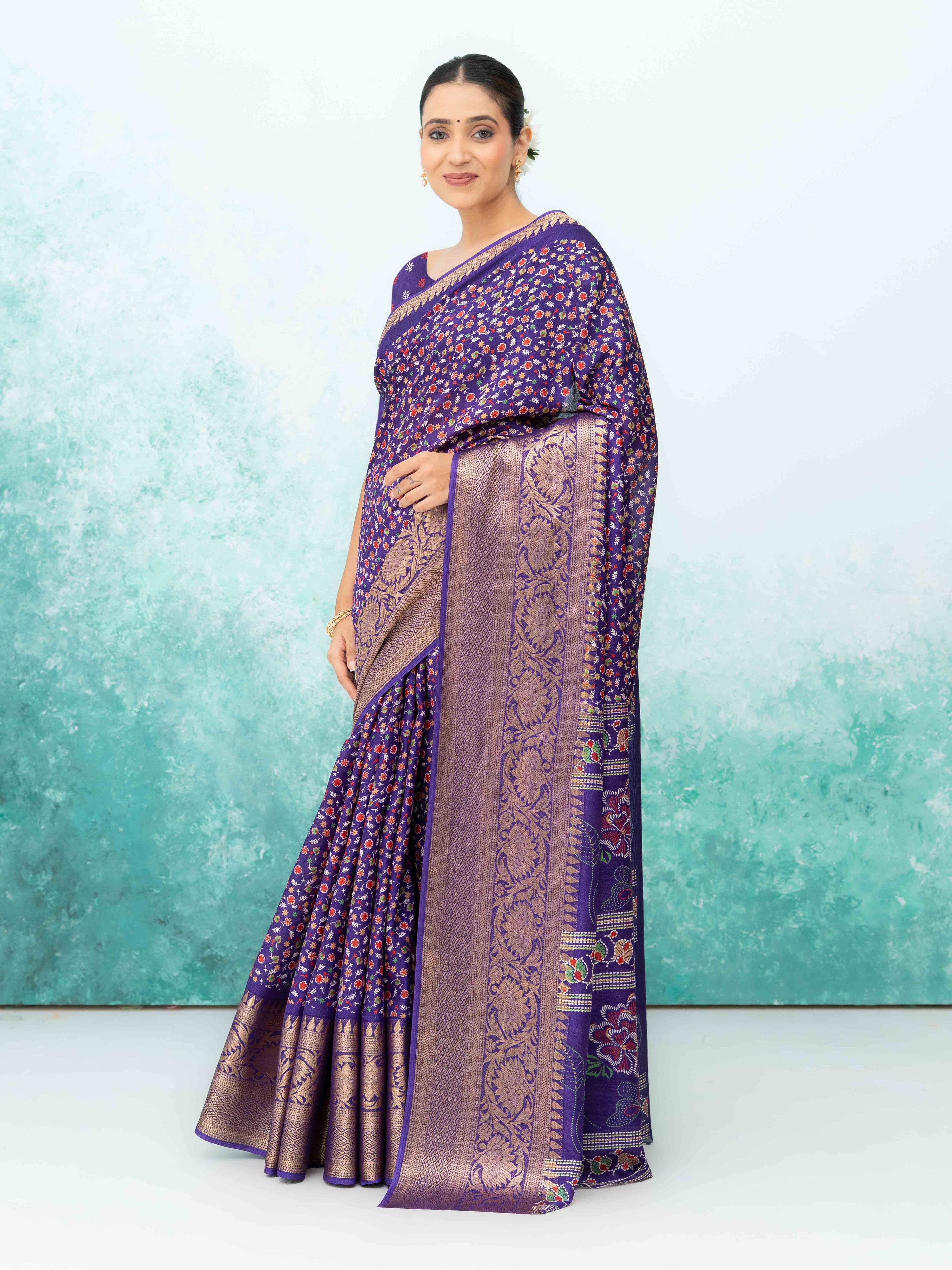 Royel Purple Crepe Saree