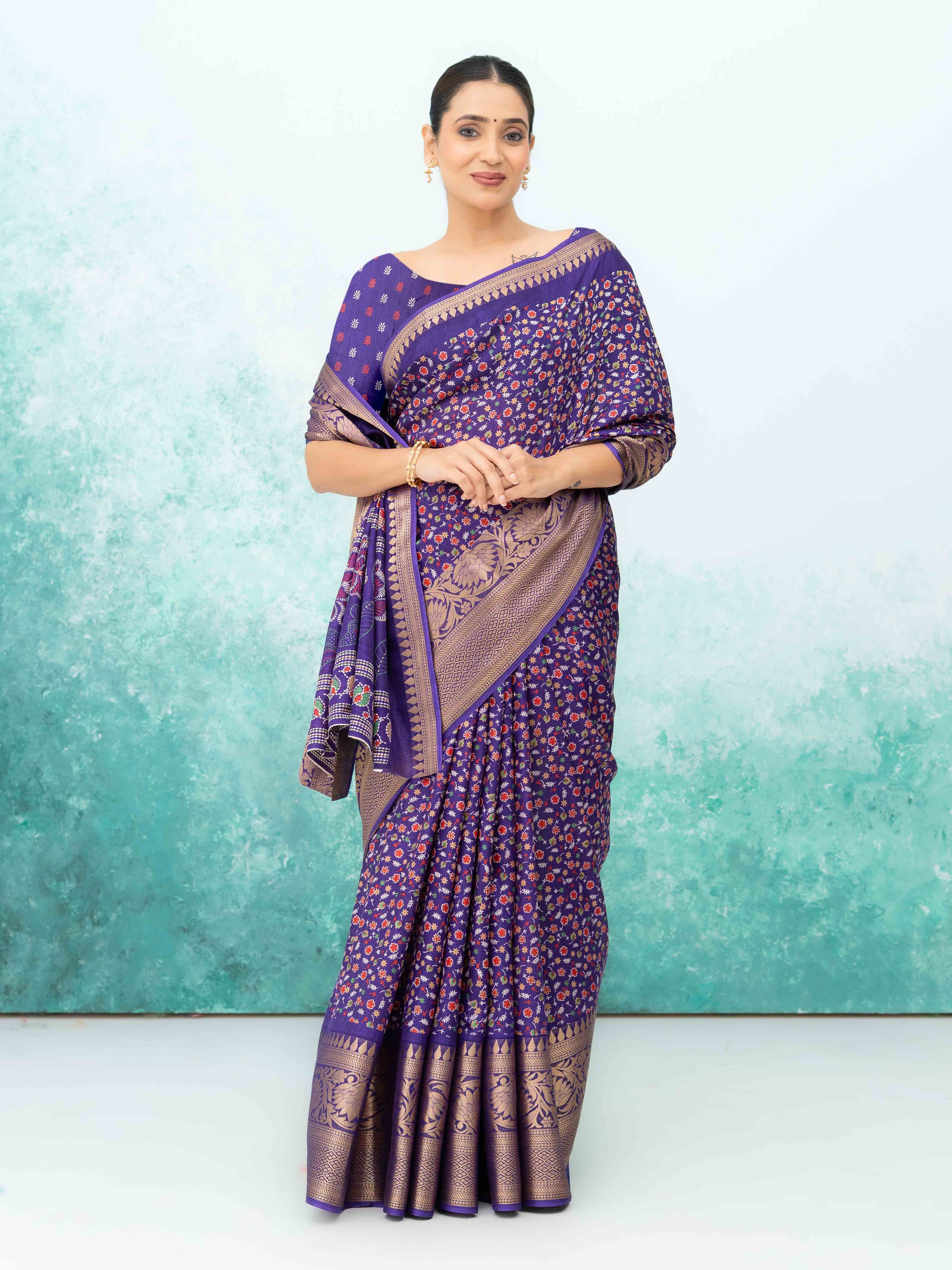 Royel Purple Crepe Saree