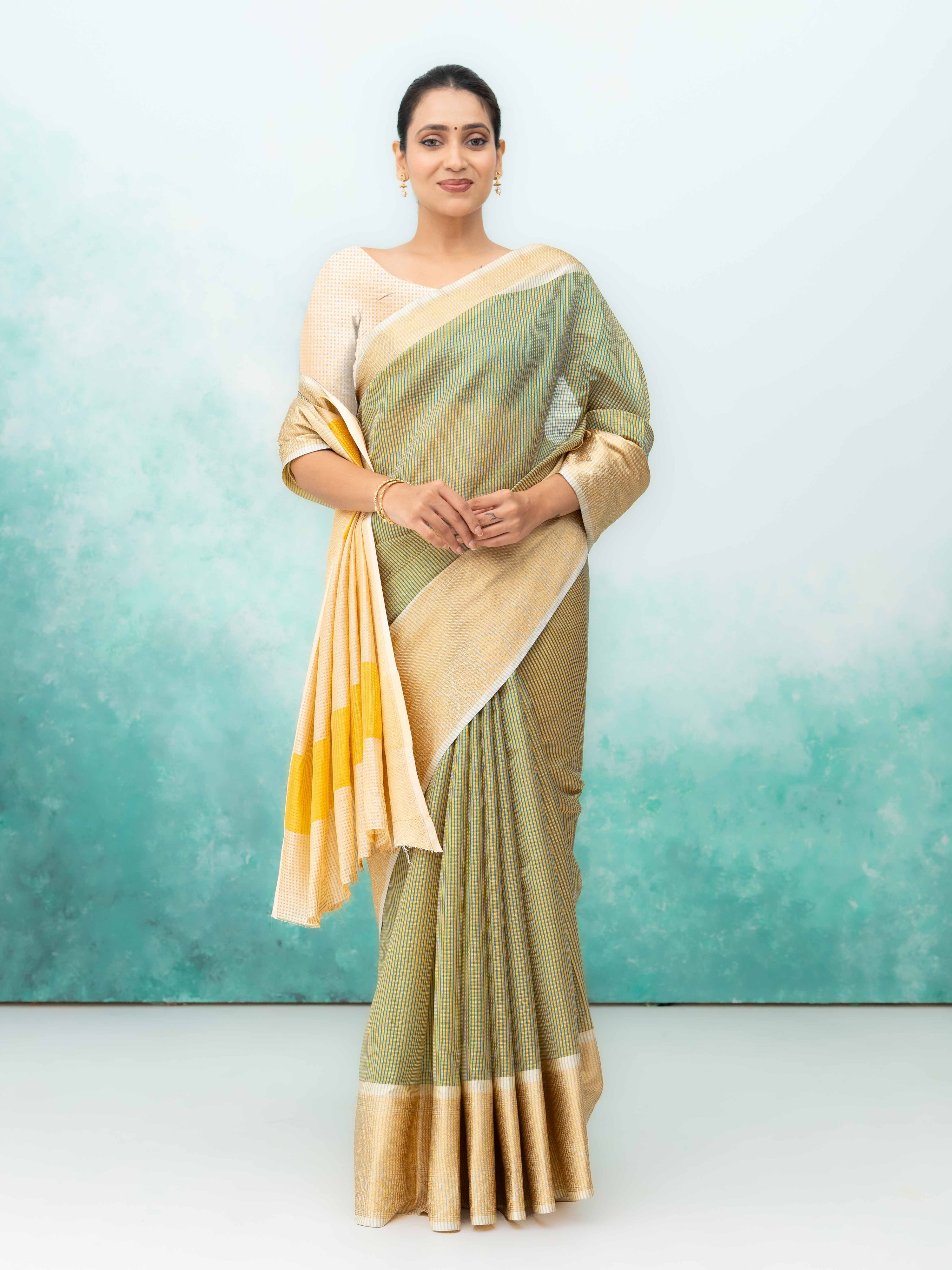 Green Cotton Silk Saree