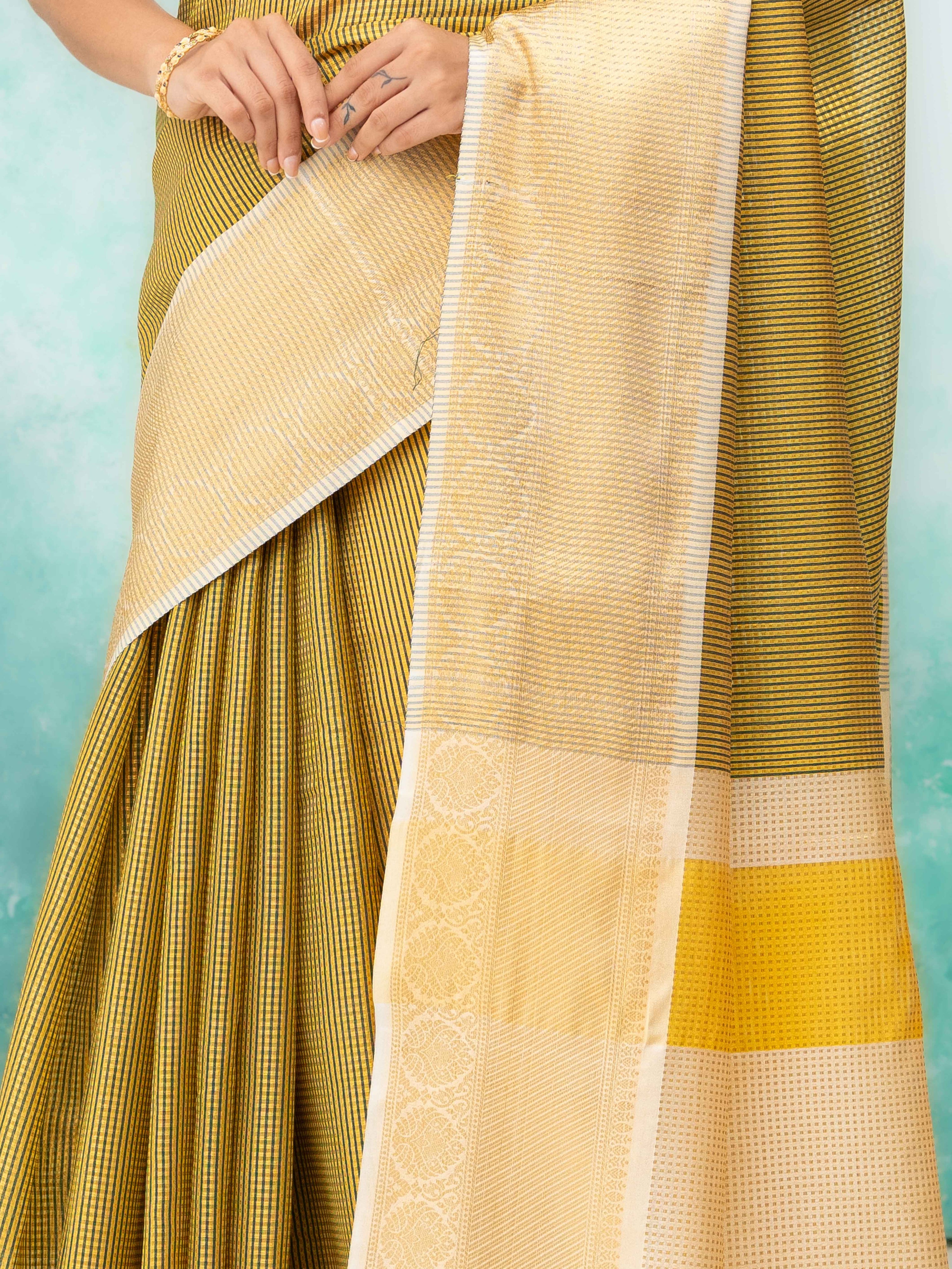 Navy Blue Cotton Silk Saree