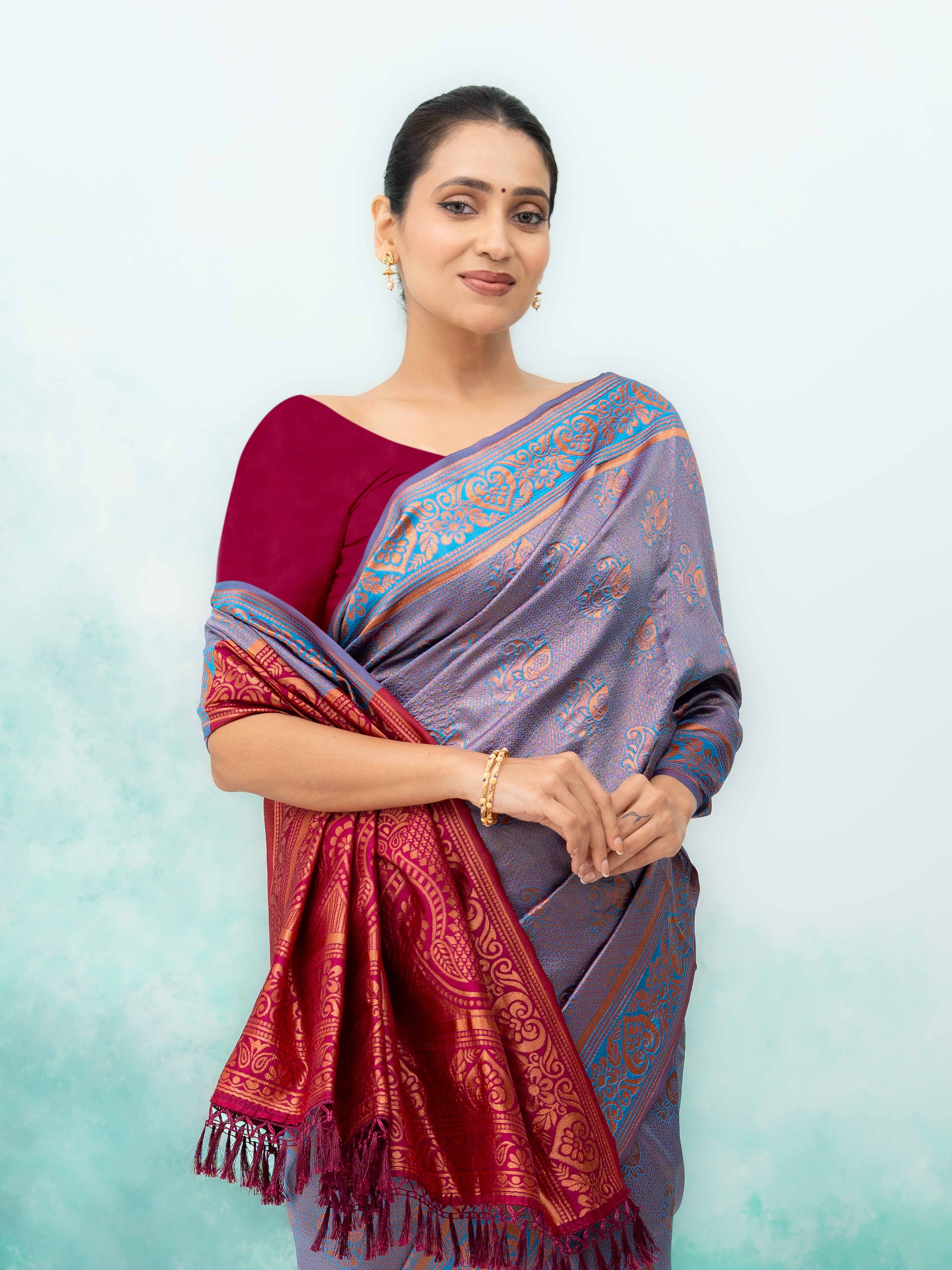 Light Purple Poly Silk Saree