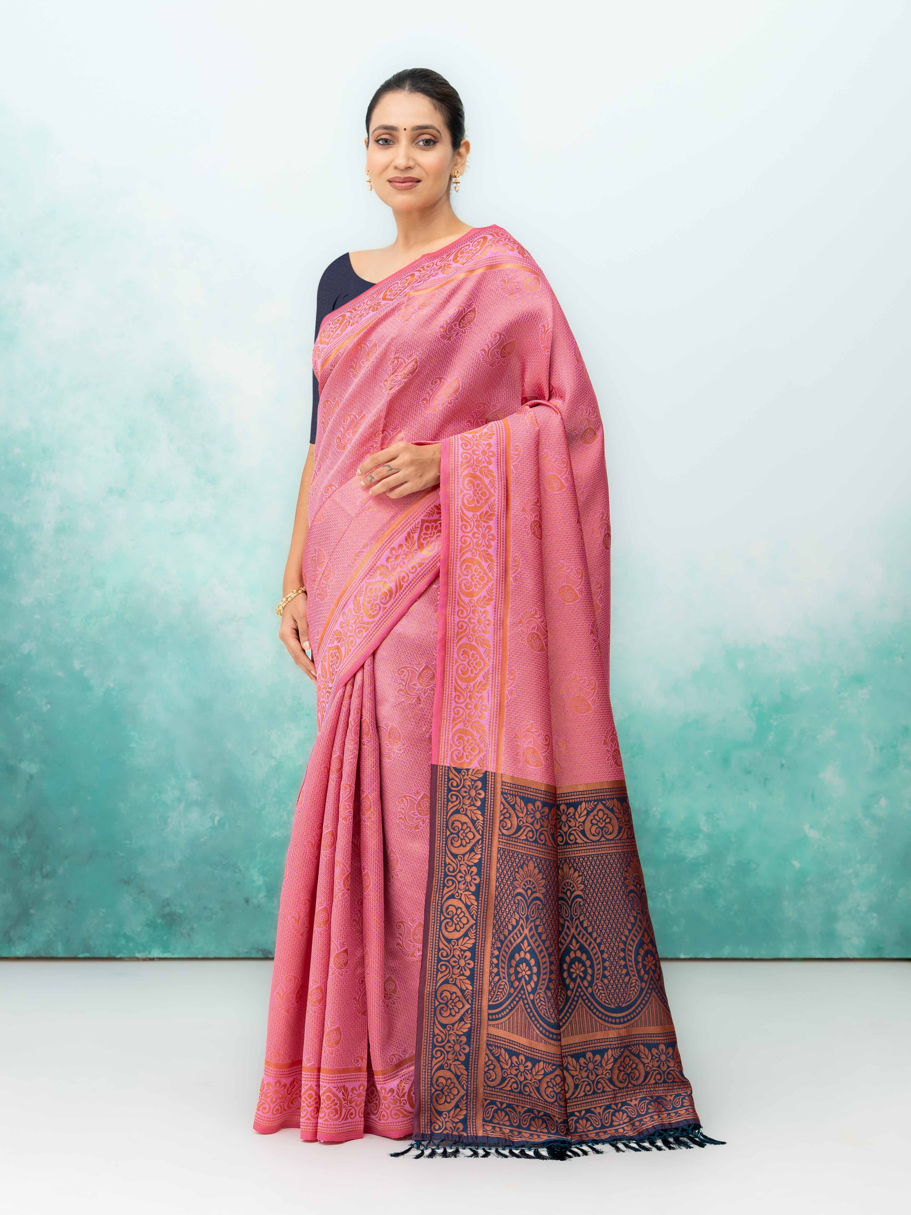 Light Pink Poly Silk Saree