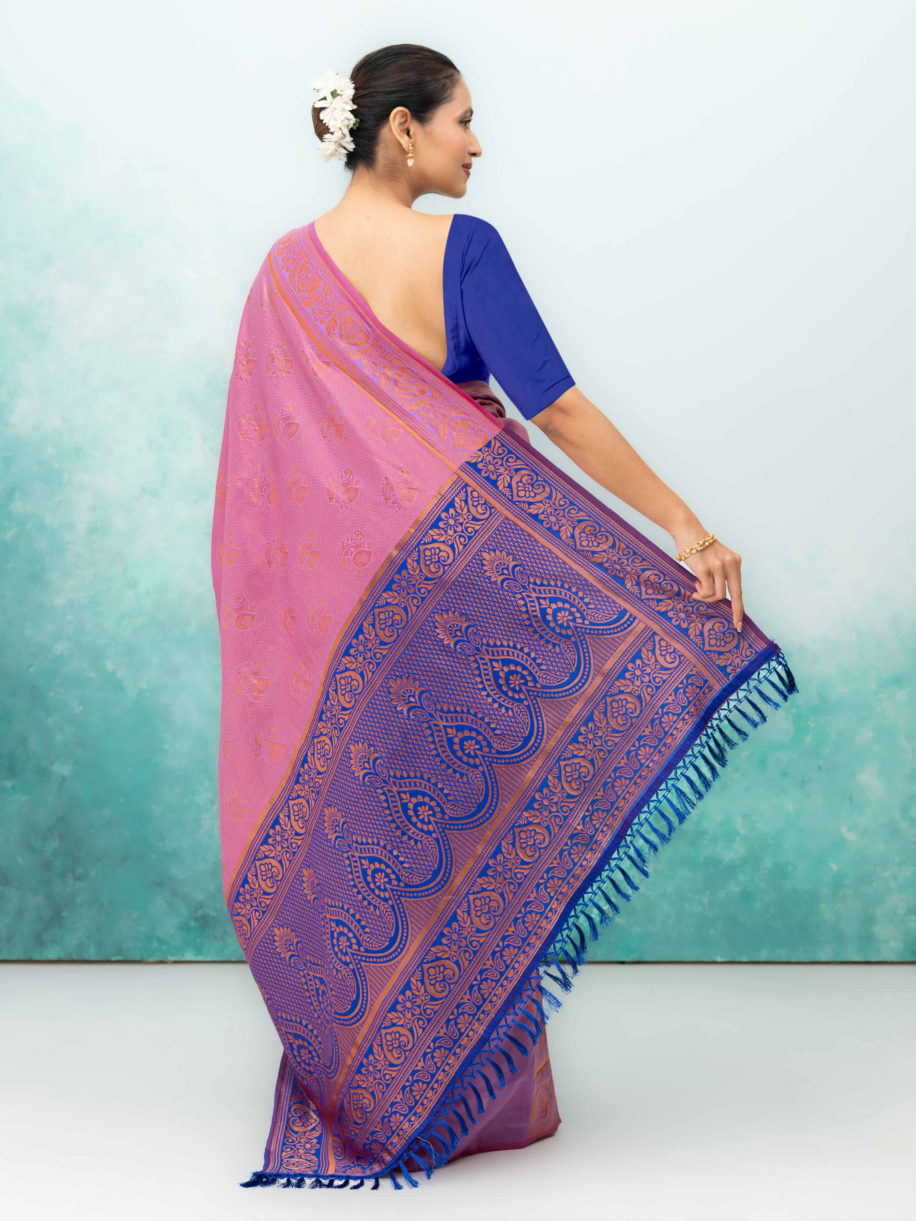 Lilac Poly Silk Saree
