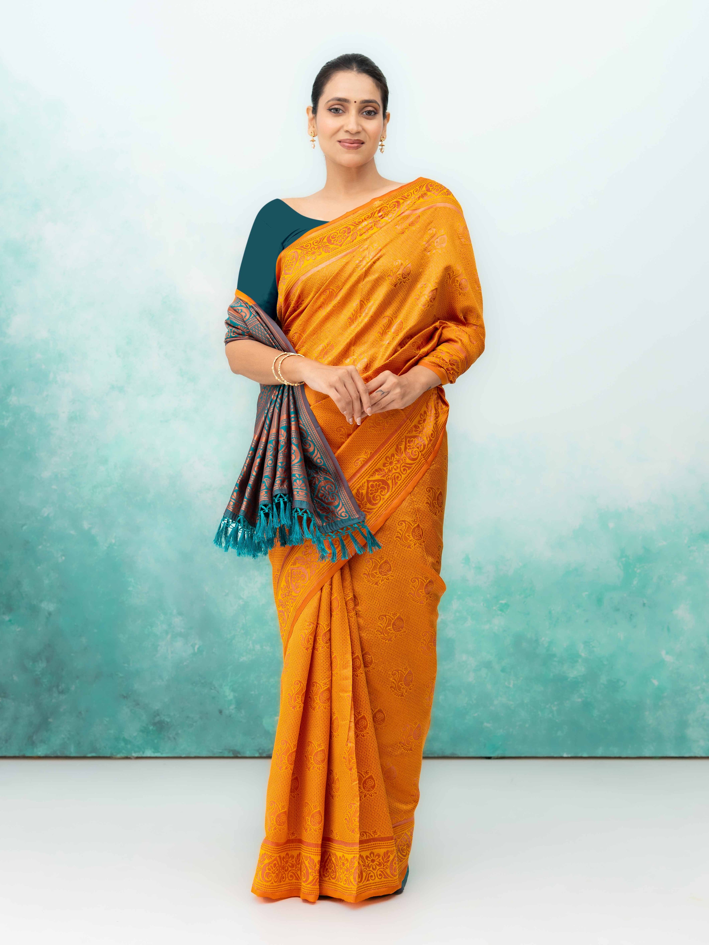 Yellow Poly Silk Saree