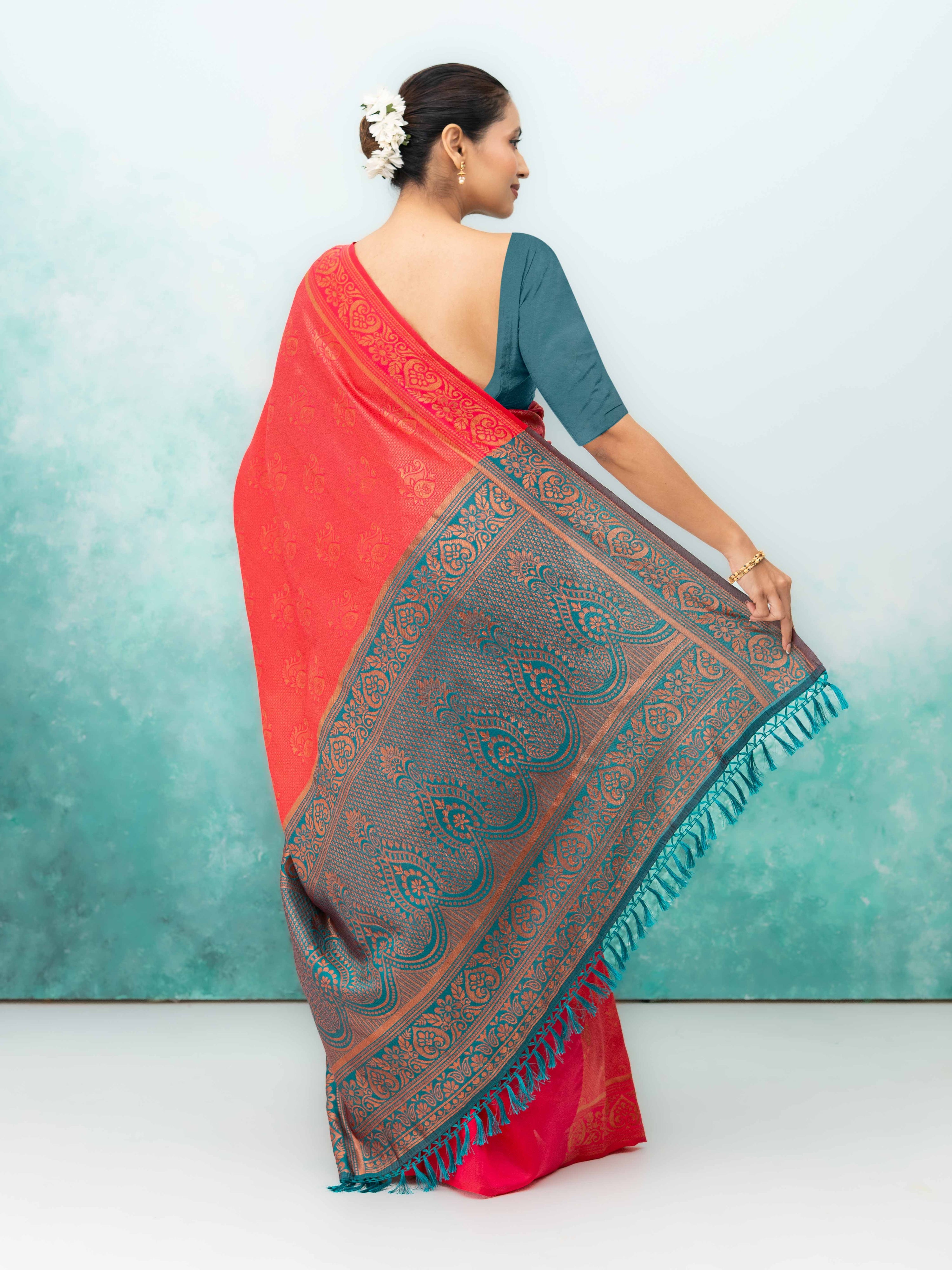 Rust Poly Silk Saree