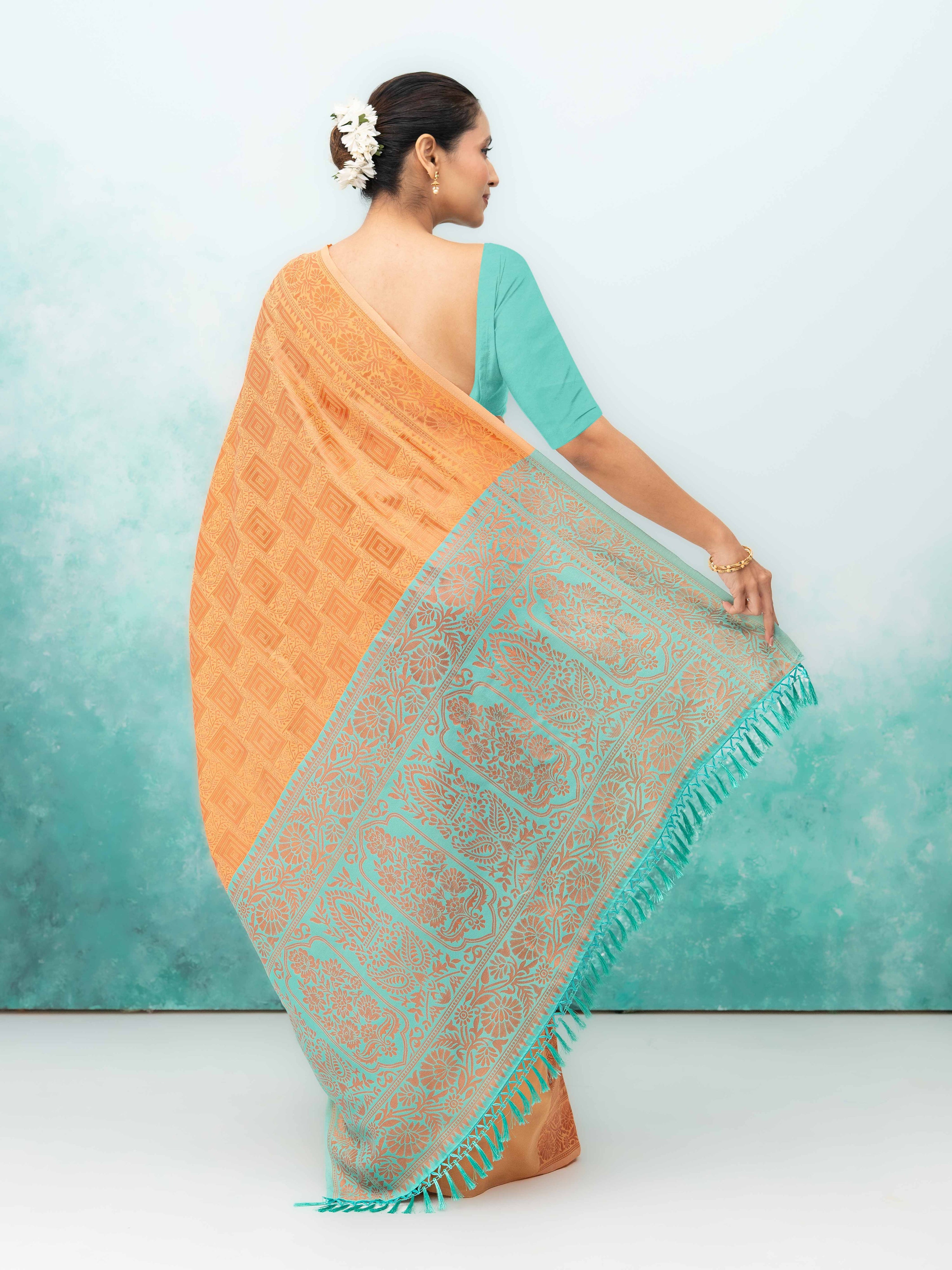 Mustard Yellow Poly Silk Saree