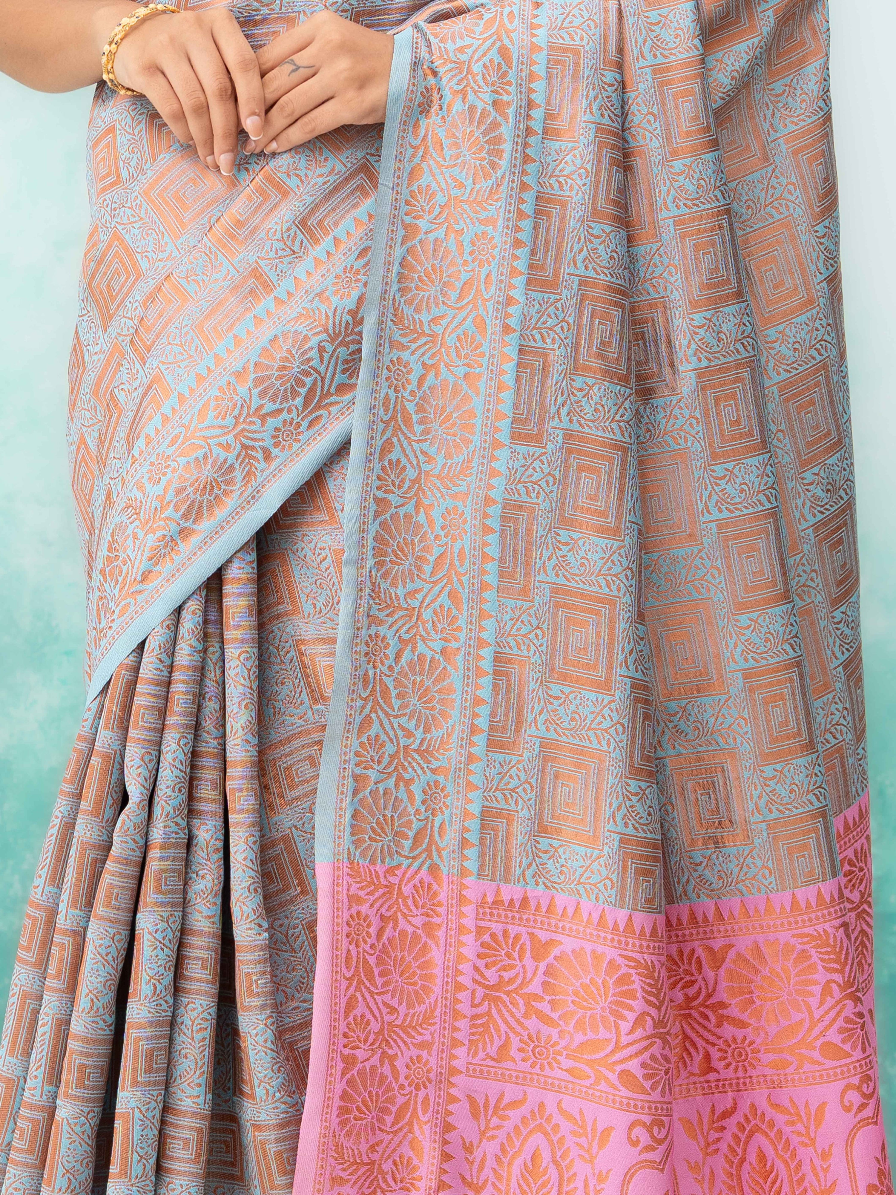 Gray Poly Silk Saree