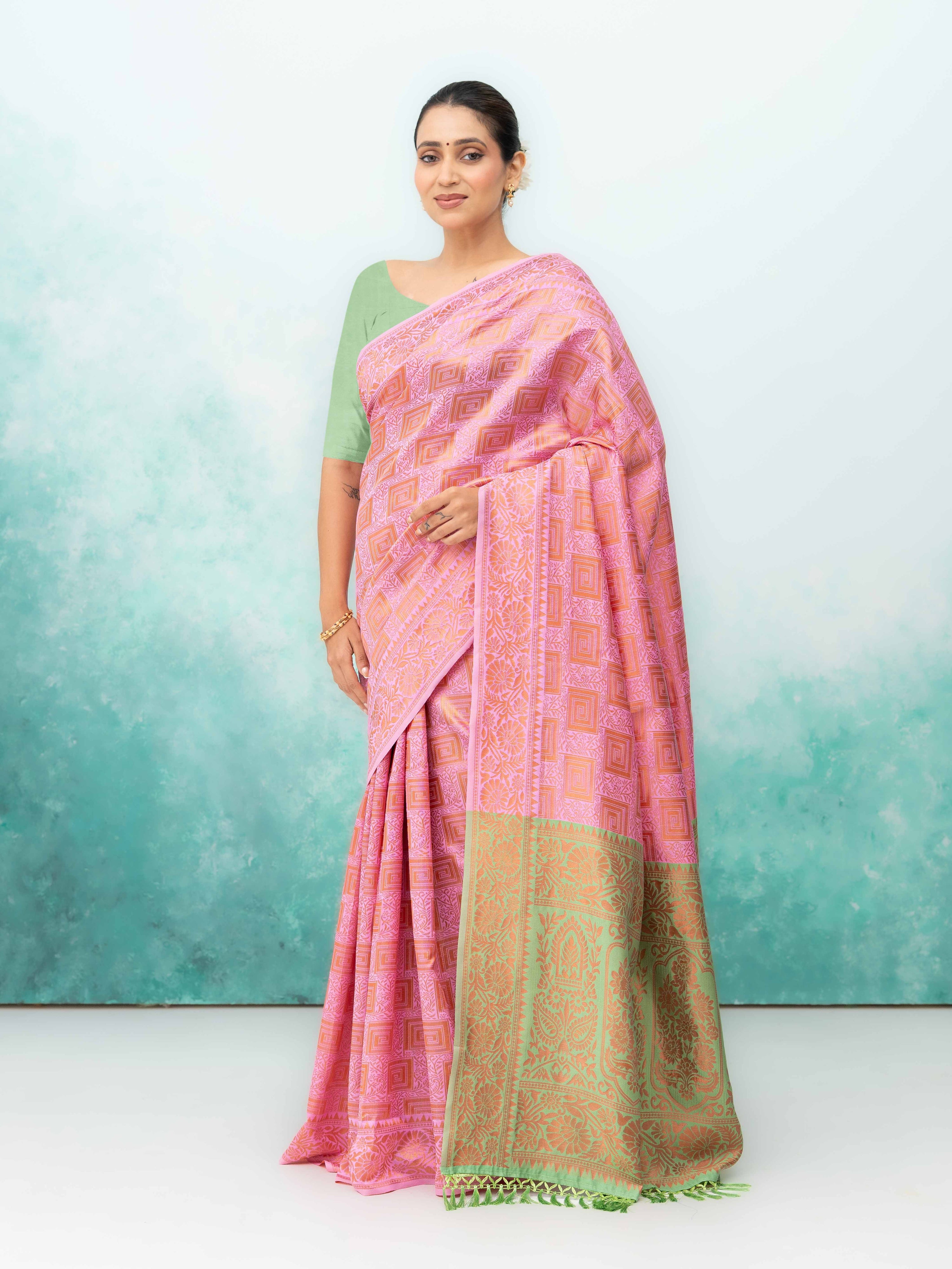 Pink Poly Silk Saree