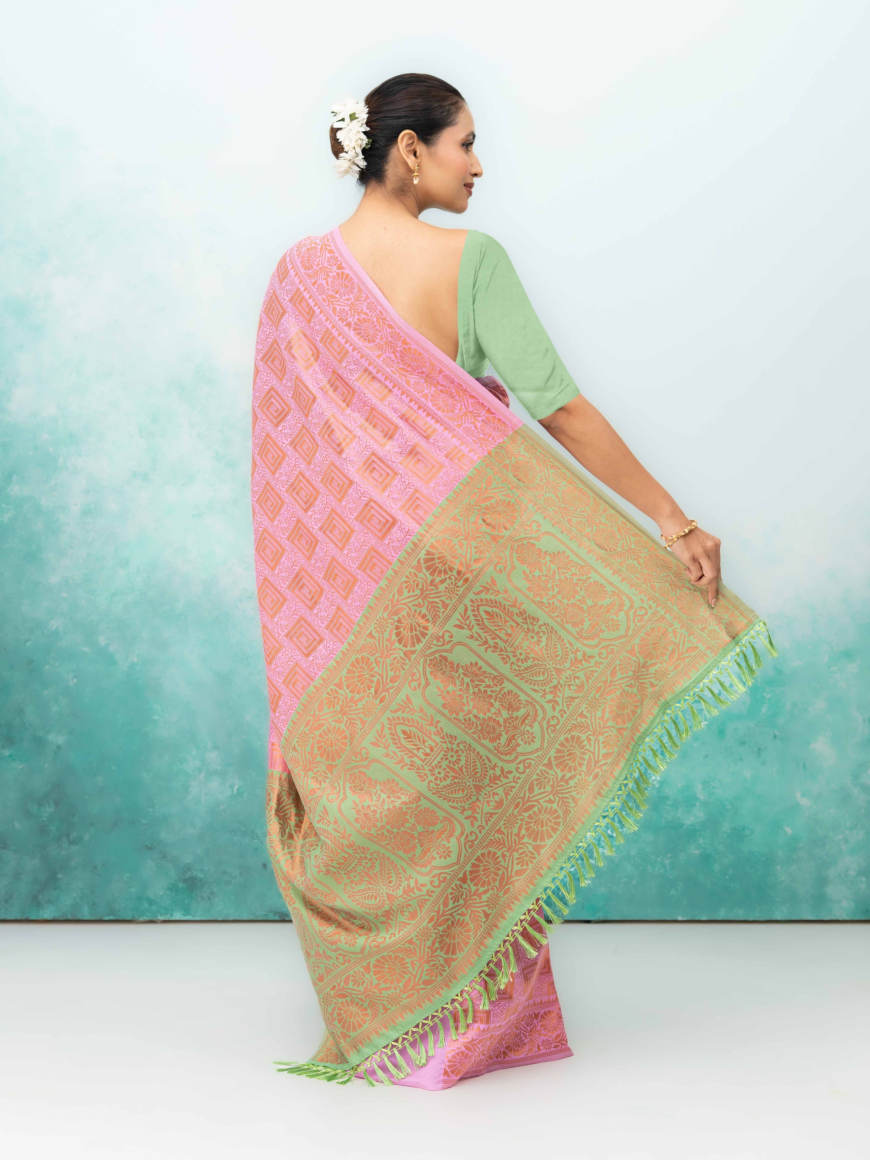 Pink Poly Silk Saree