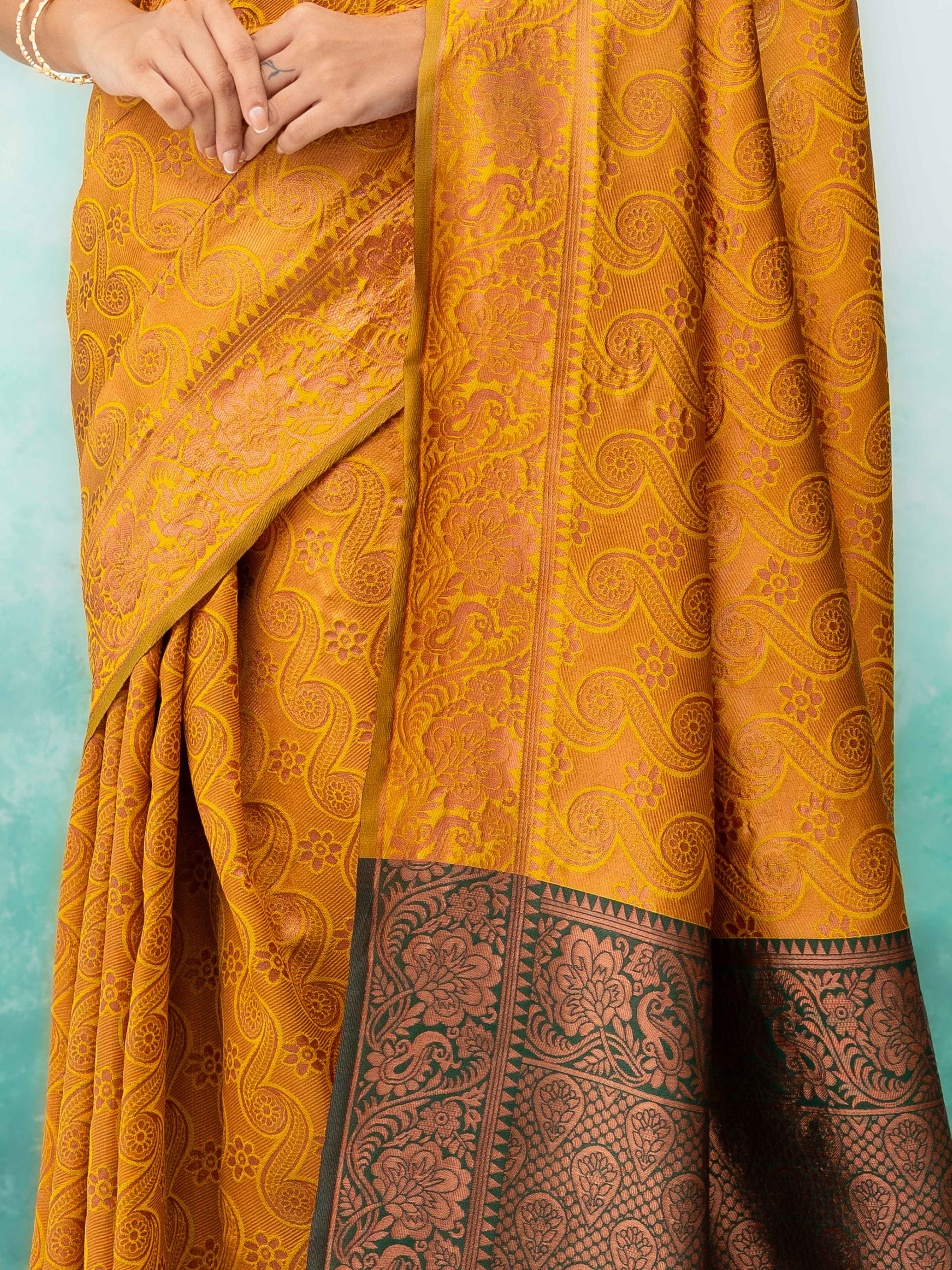 Yellow Poly Silk Saree