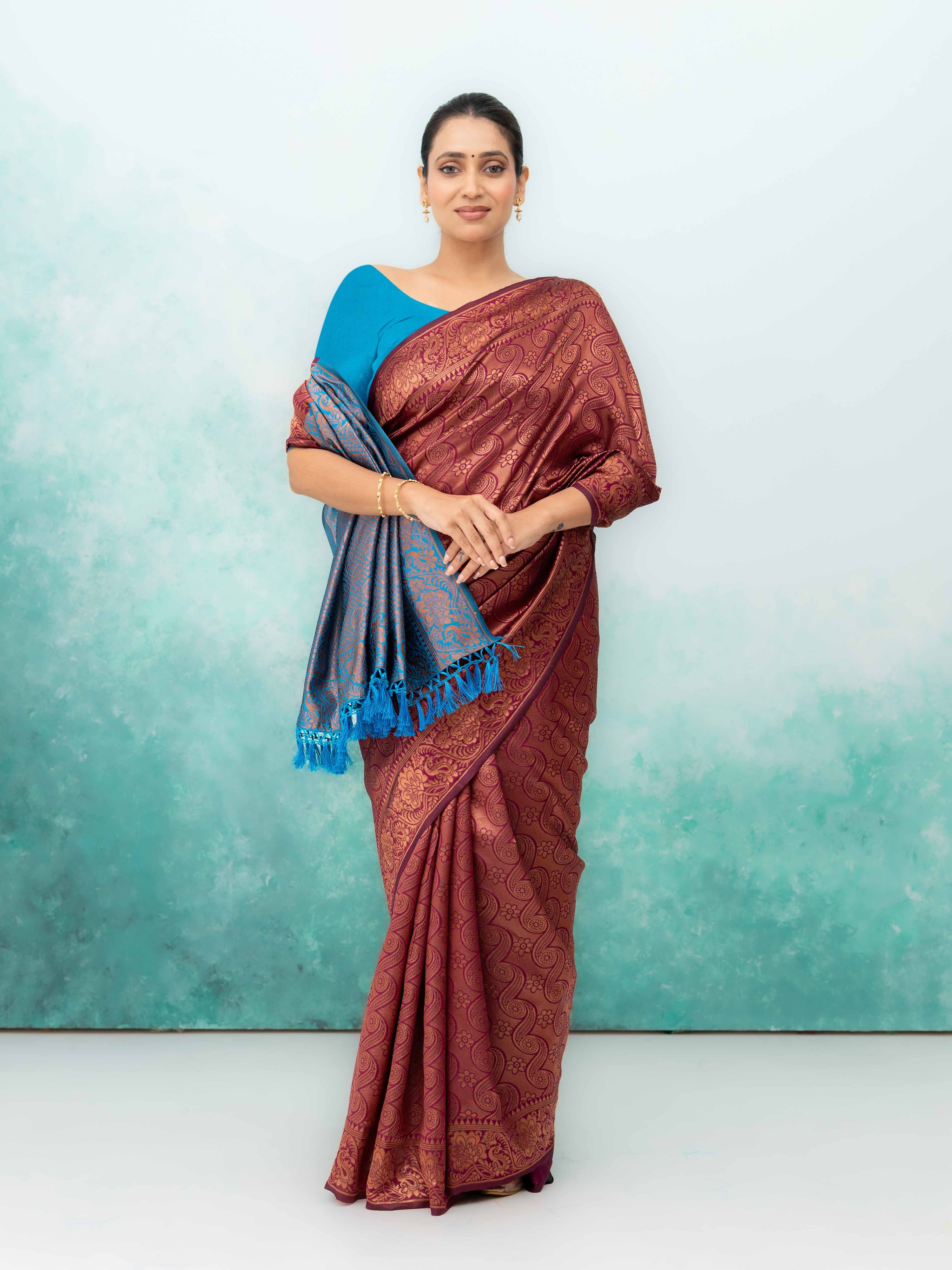 Maroon Poly Silk Saree