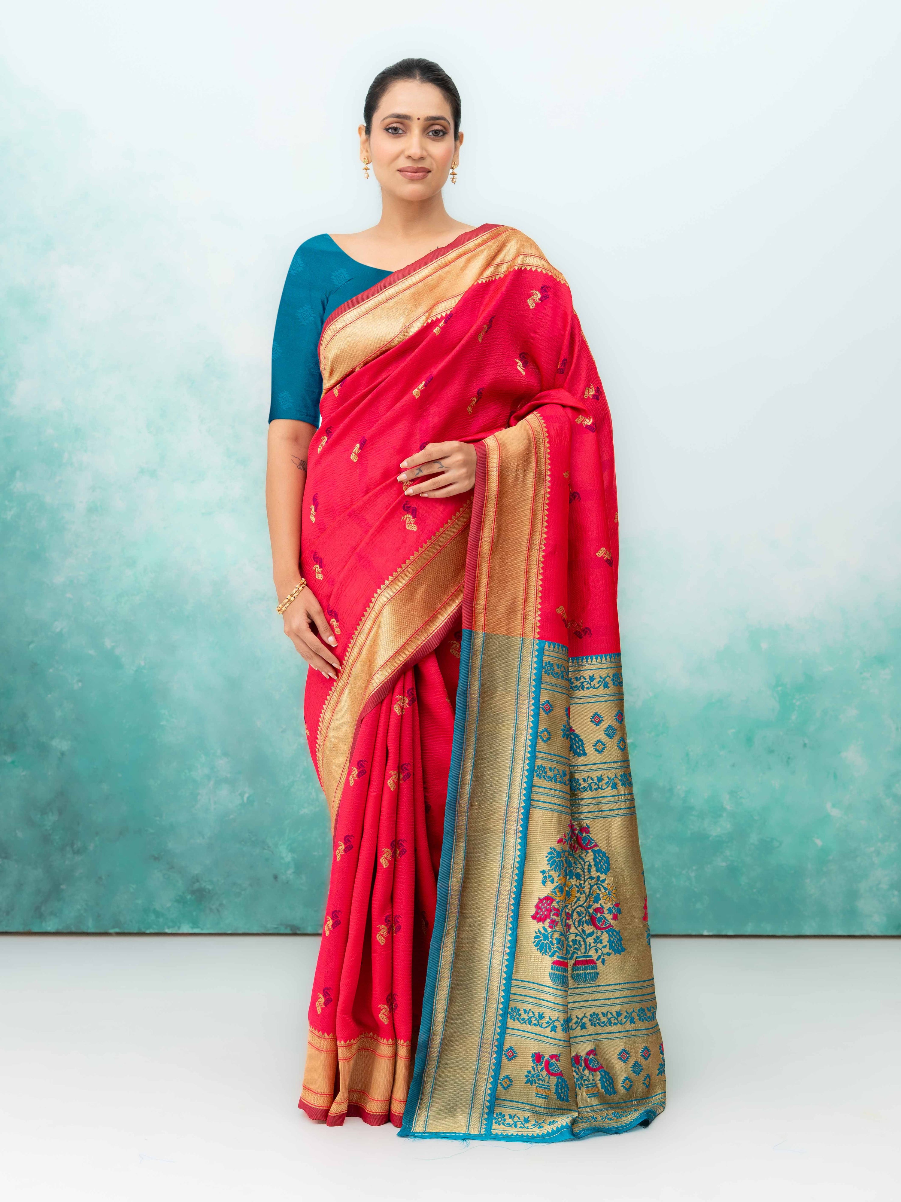 Pink Paithani Silk Saree