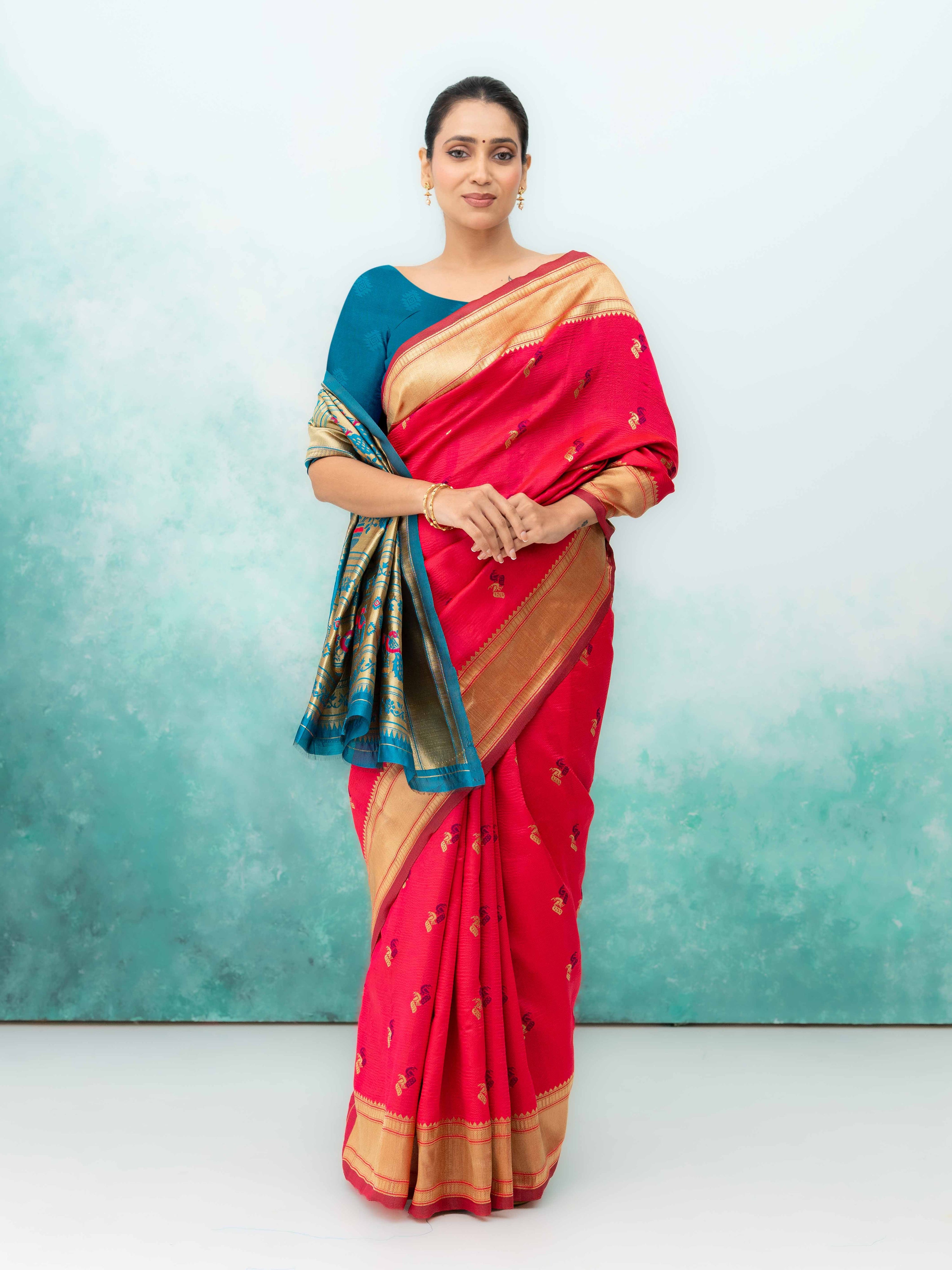 Pink Paithani Silk Saree