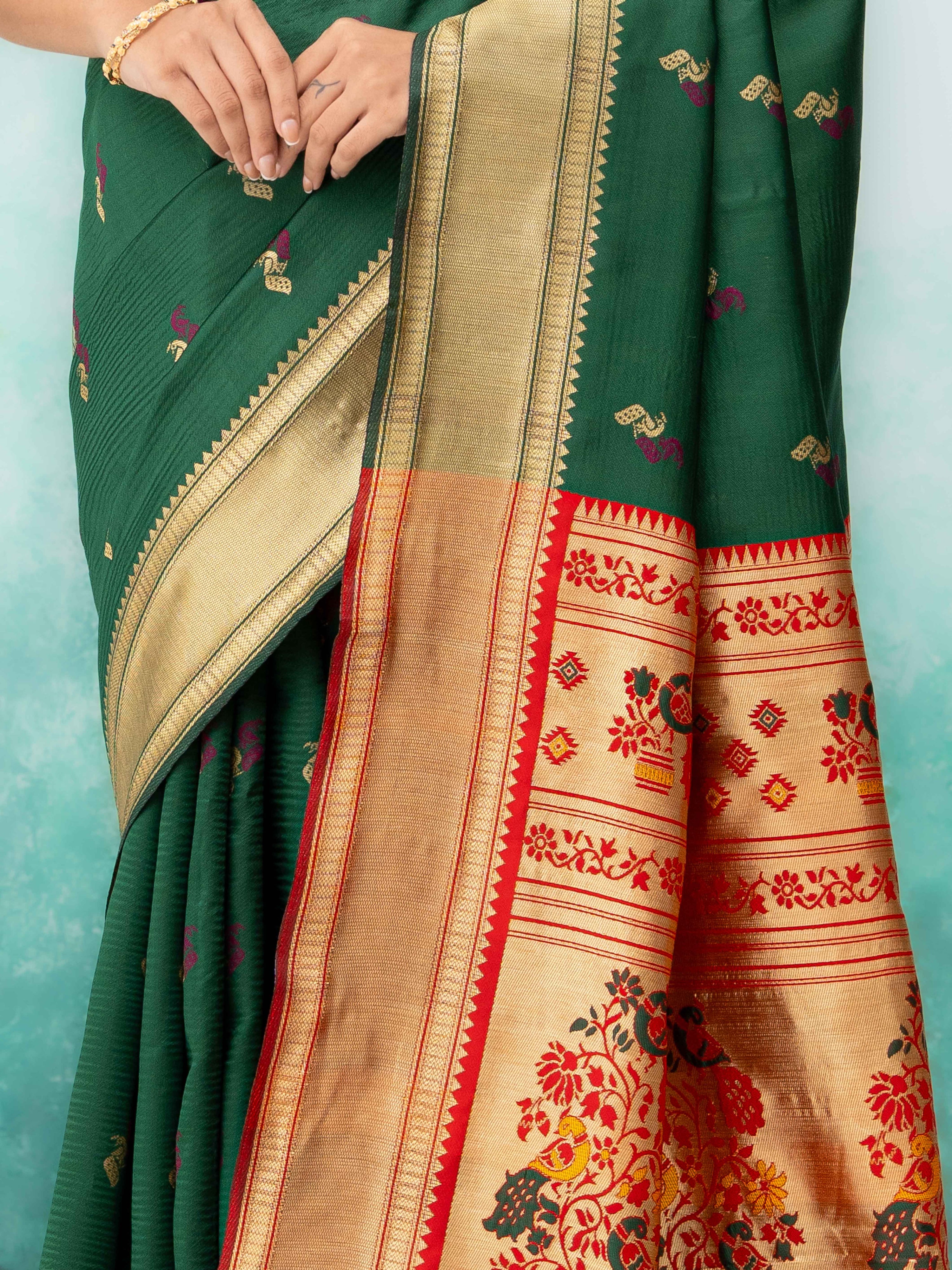 Green Paithani Silk Saree
