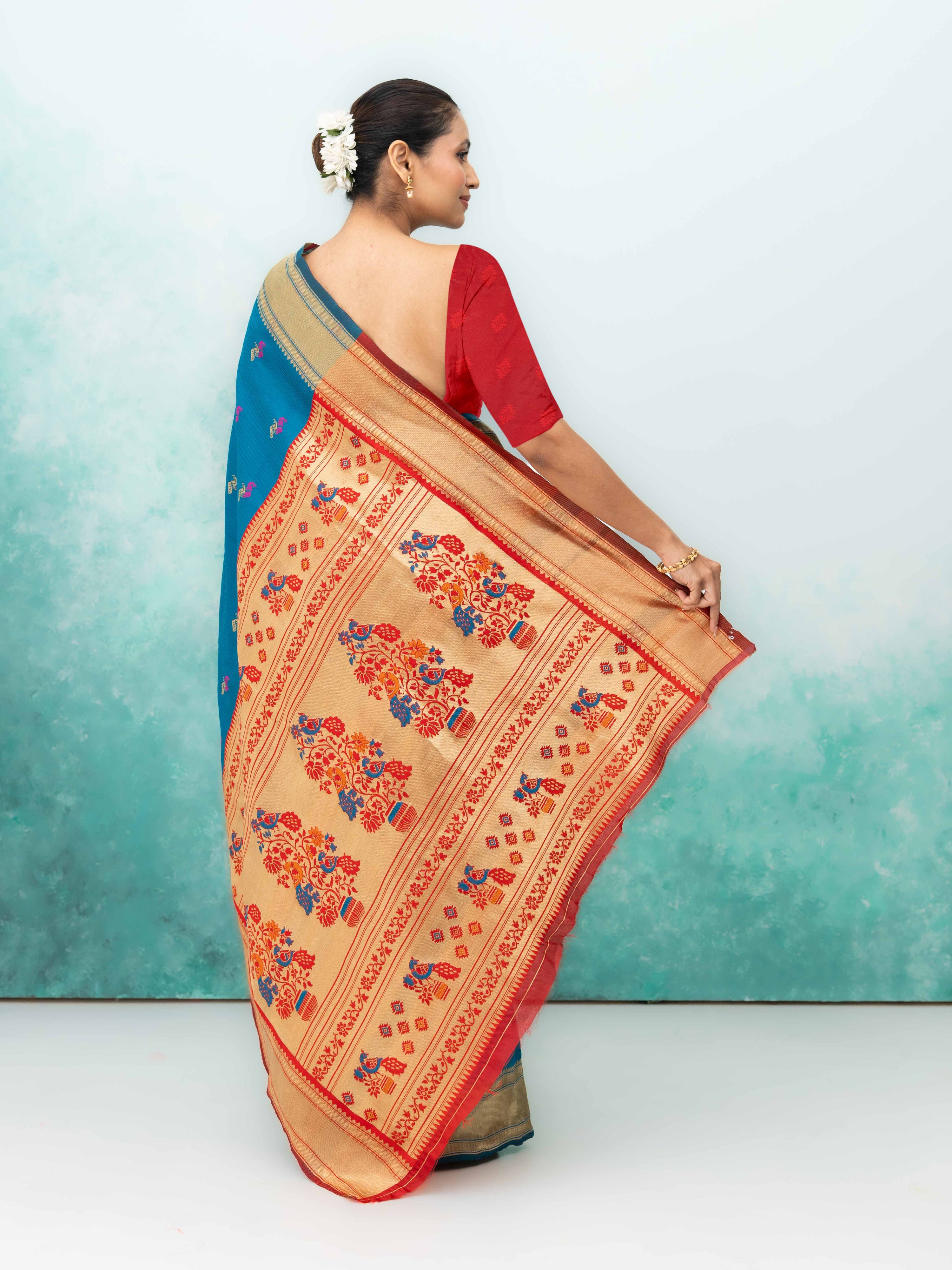 Rama & Red Paithani Silk Saree