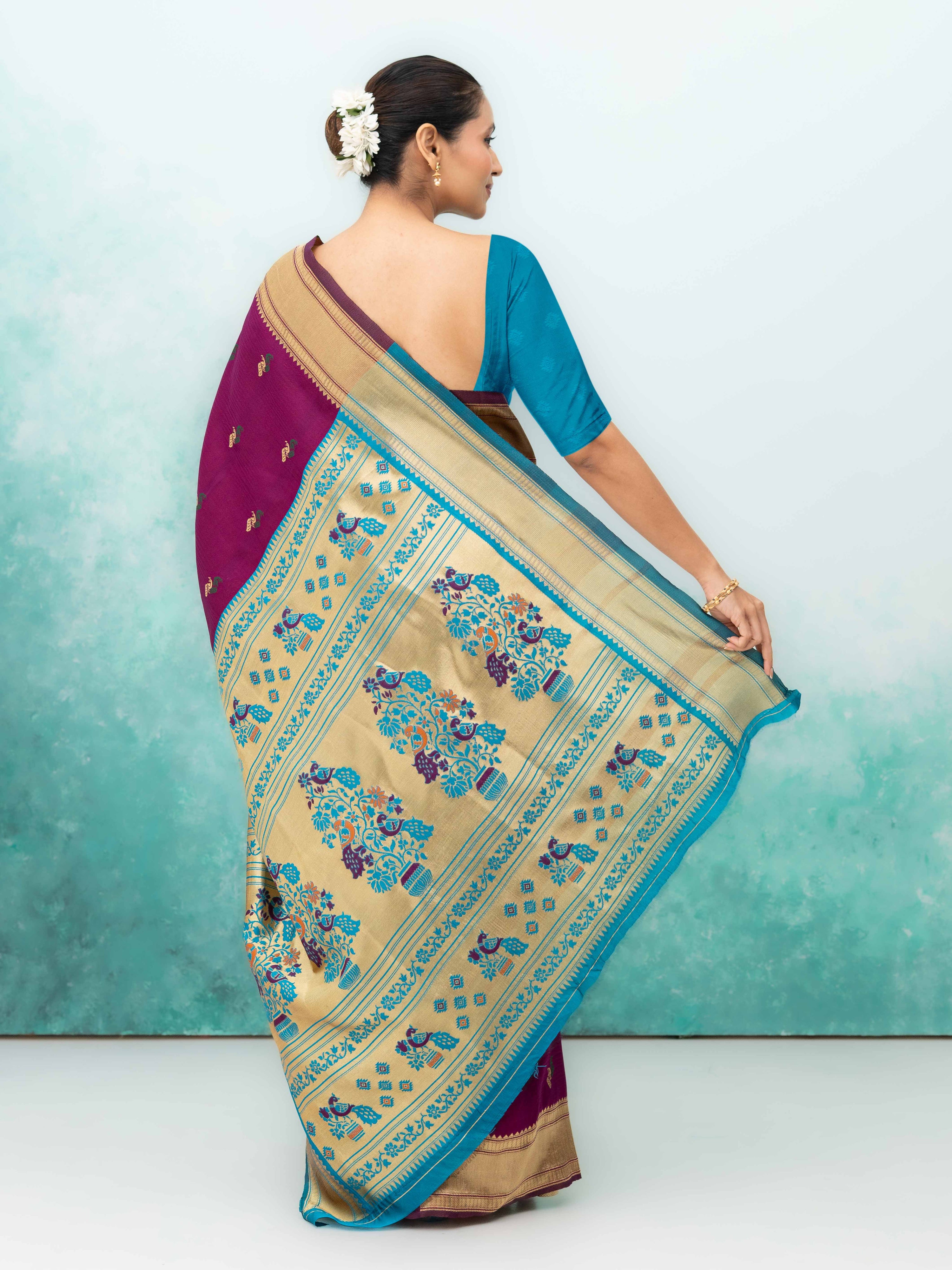 Baingani Paithani Silk Saree