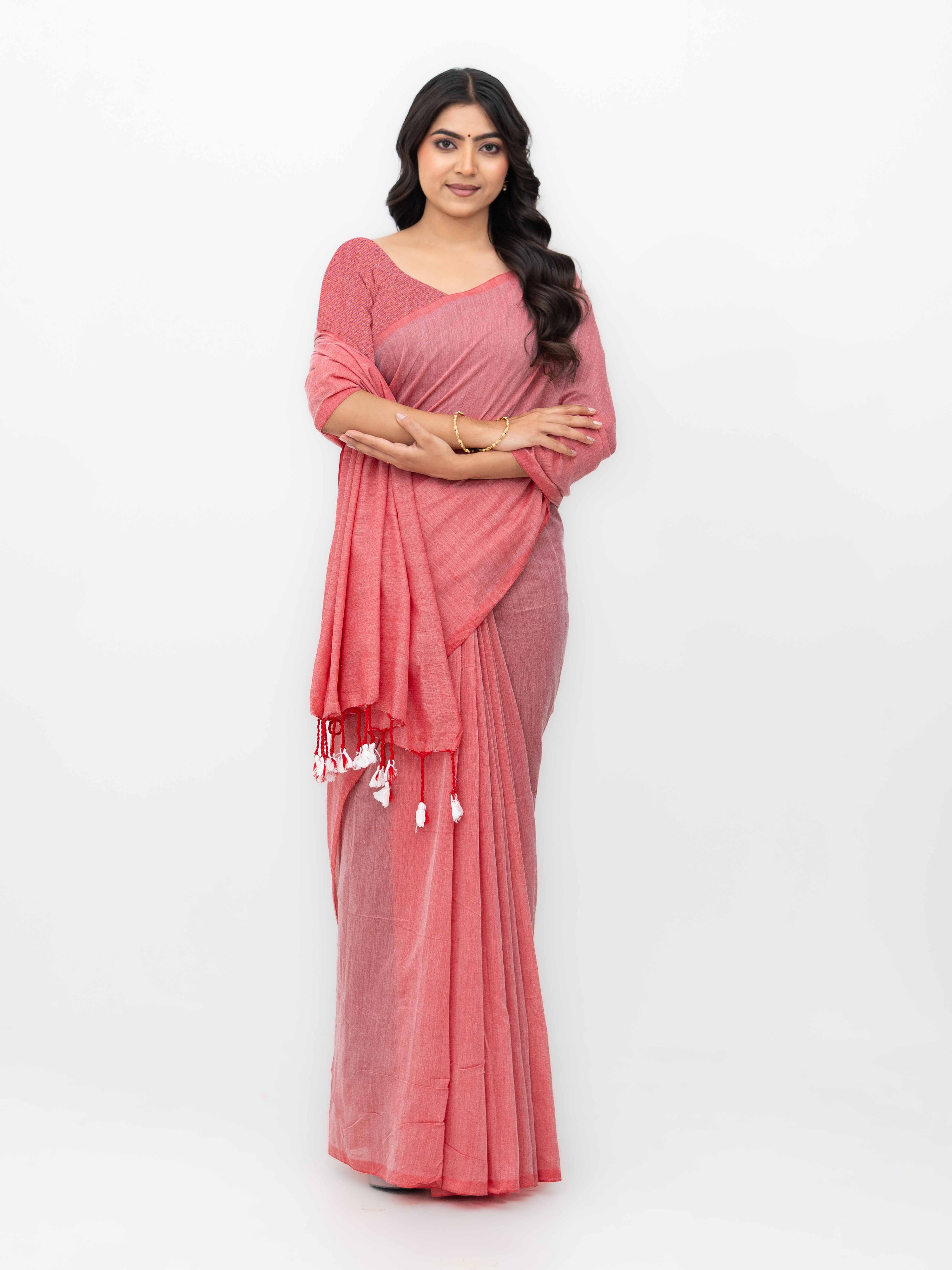 Light Pink Khadi Cotton Saree