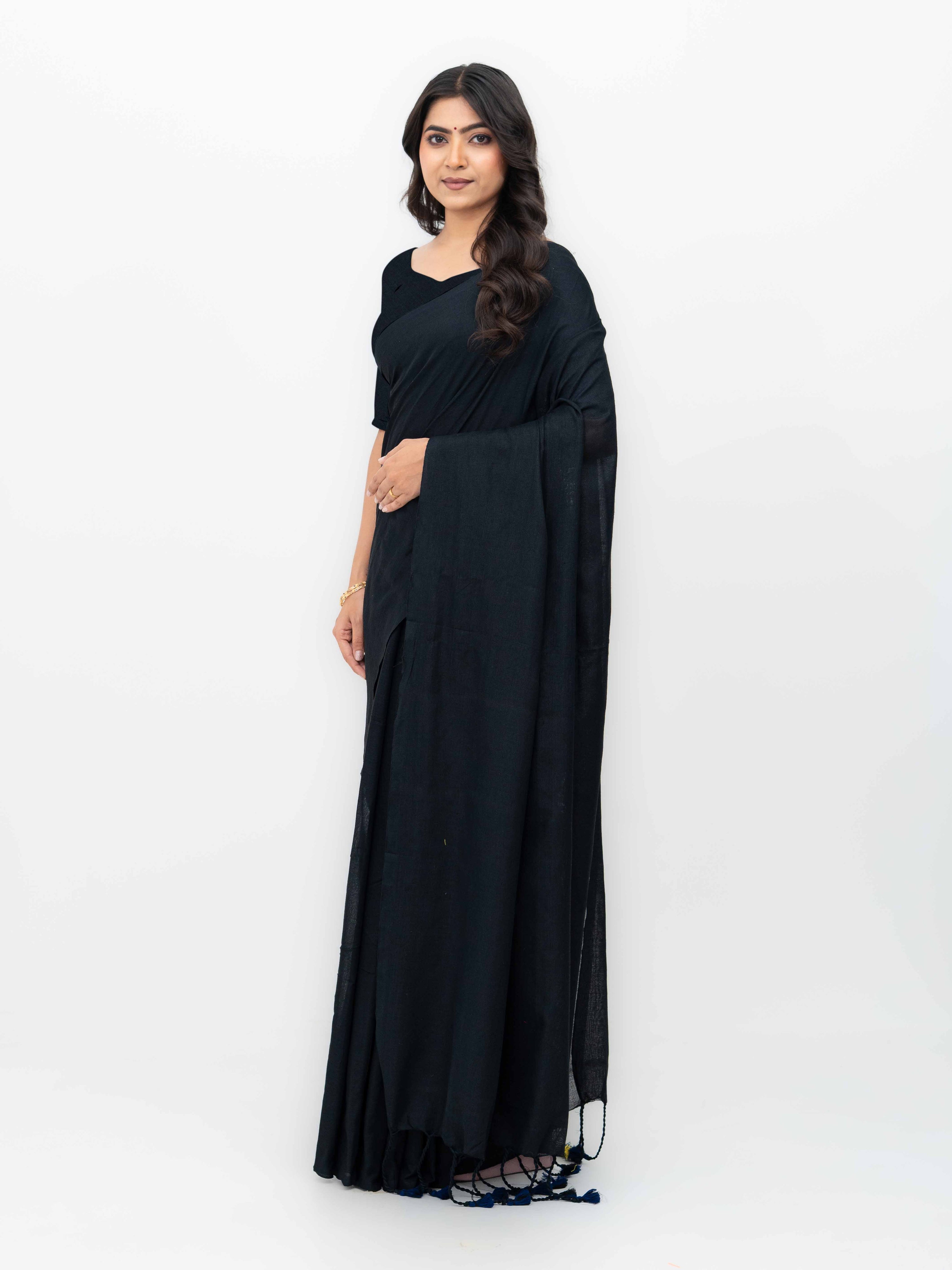 Black Khadi Cotton Saree