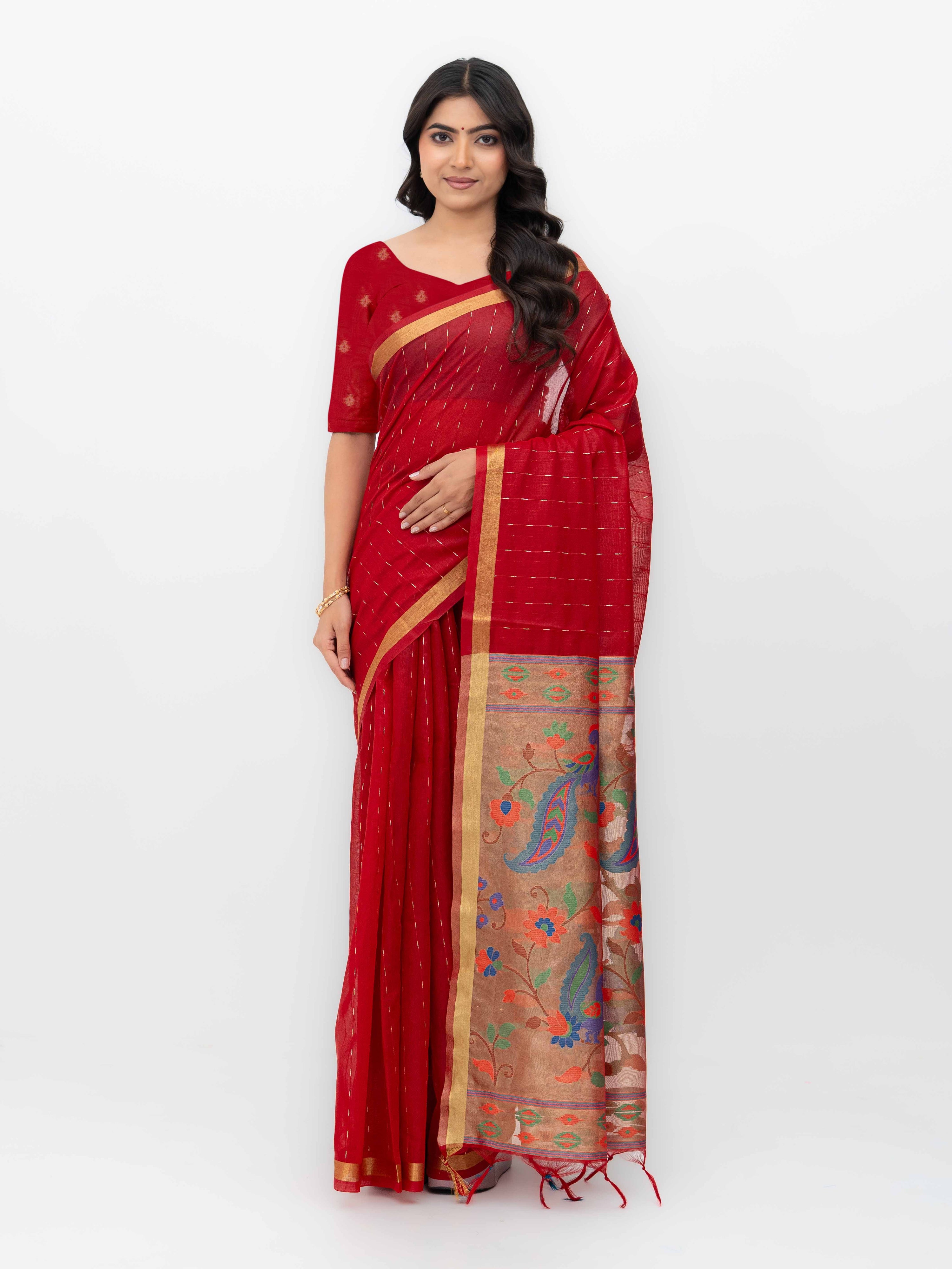 Red Tissue Silk Saree