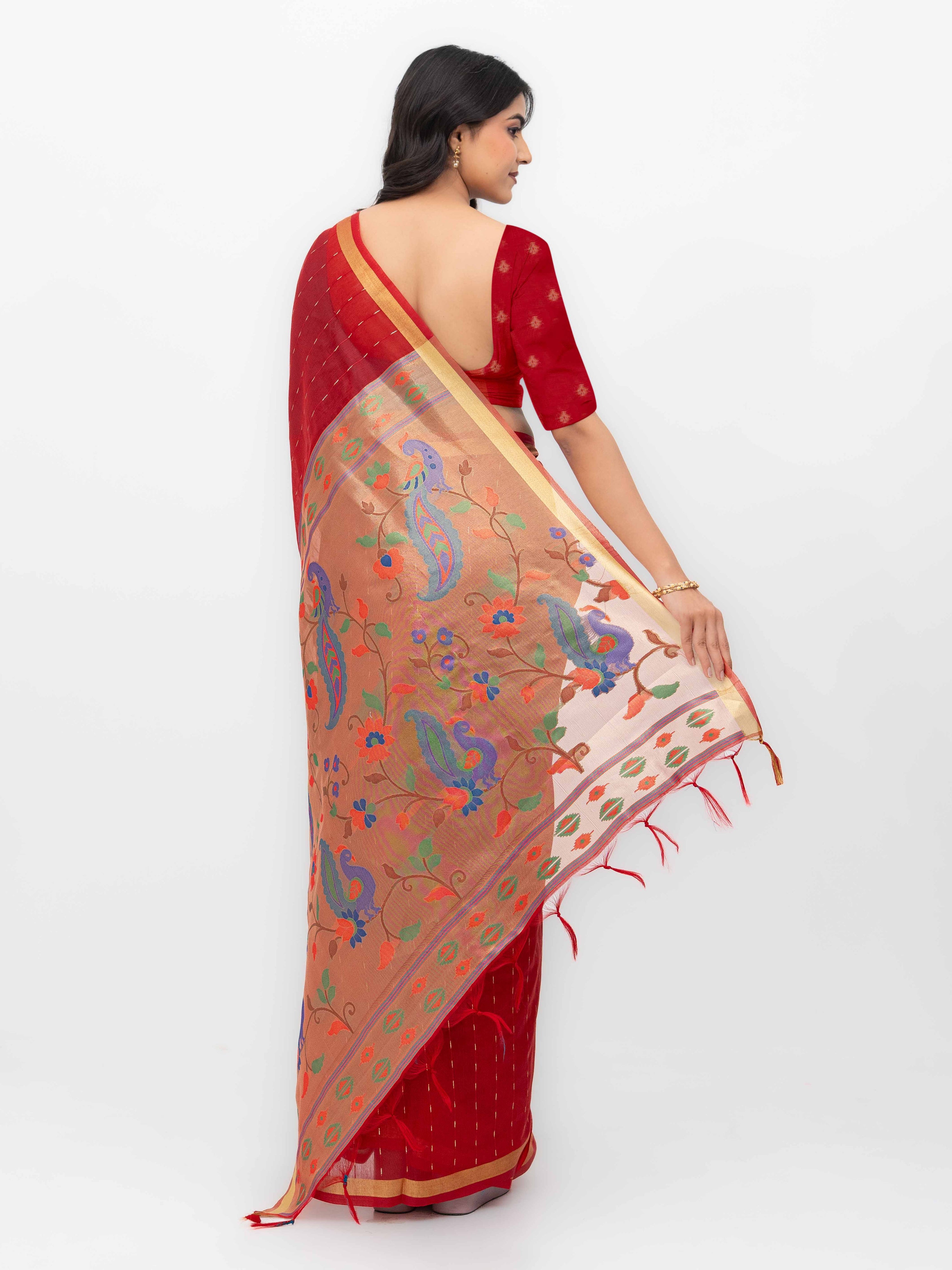 Red Tissue Silk Saree
