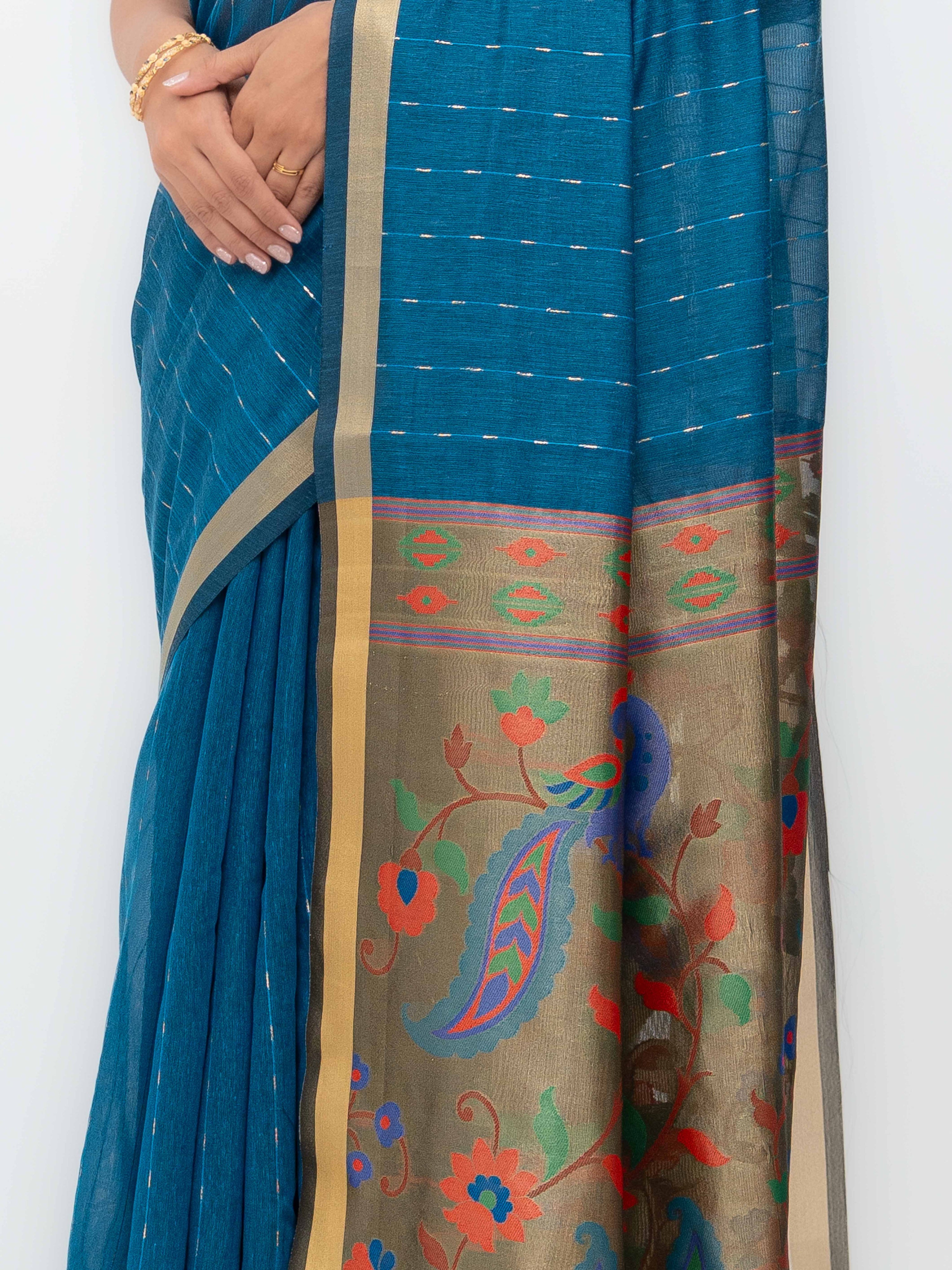 Blue Tissue Silk Saree