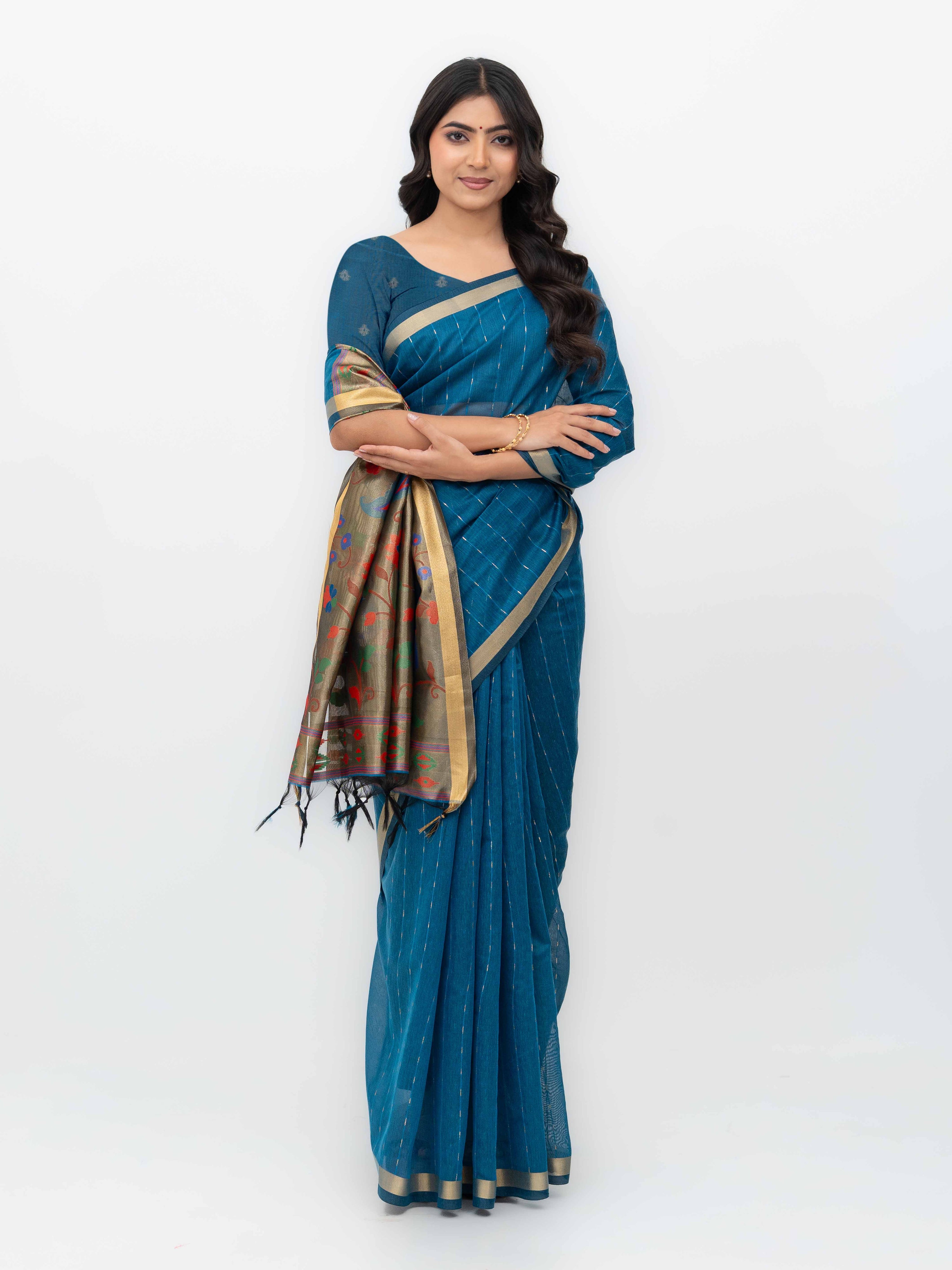 Blue Tissue Silk Saree
