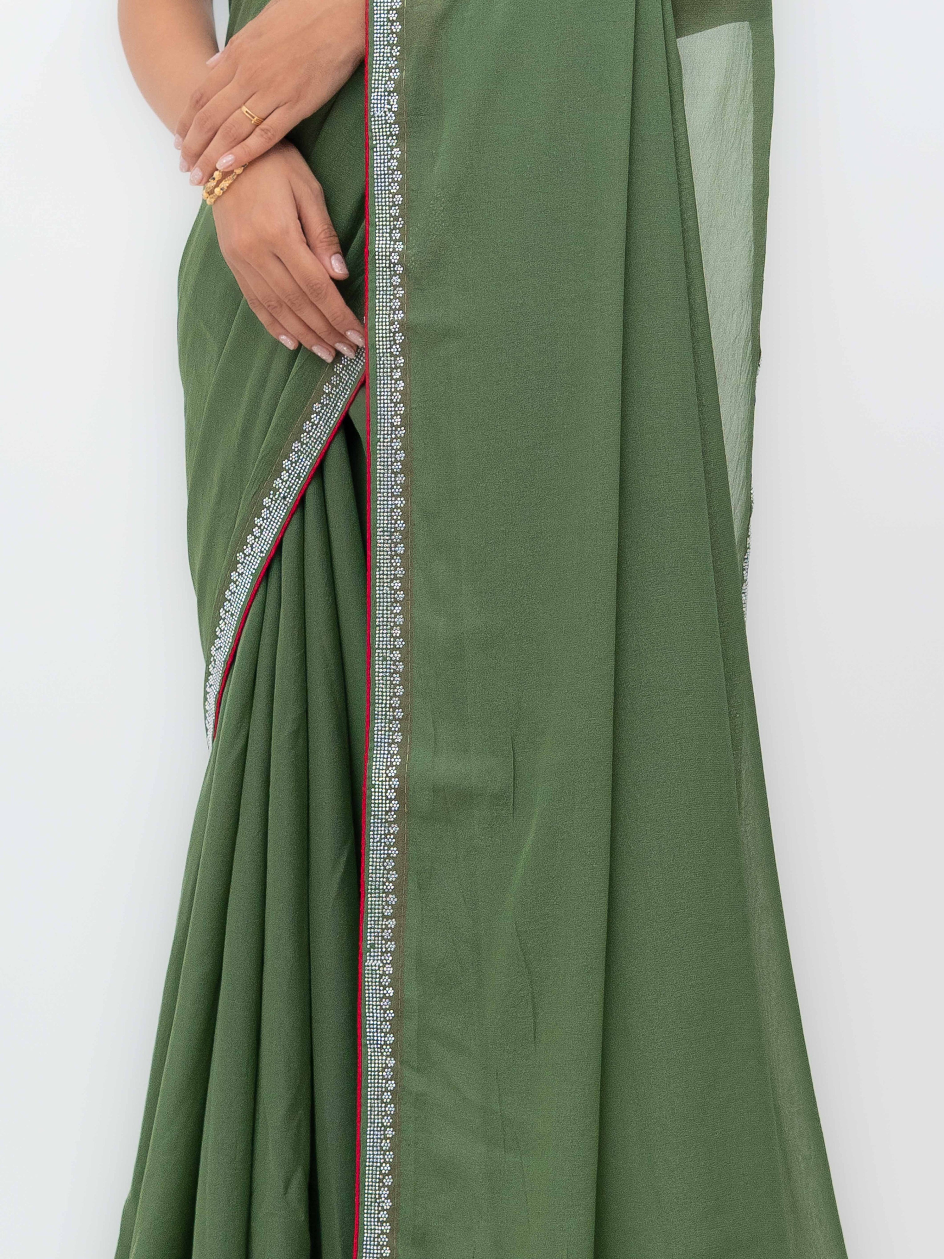 Olive Green Georgette Saree