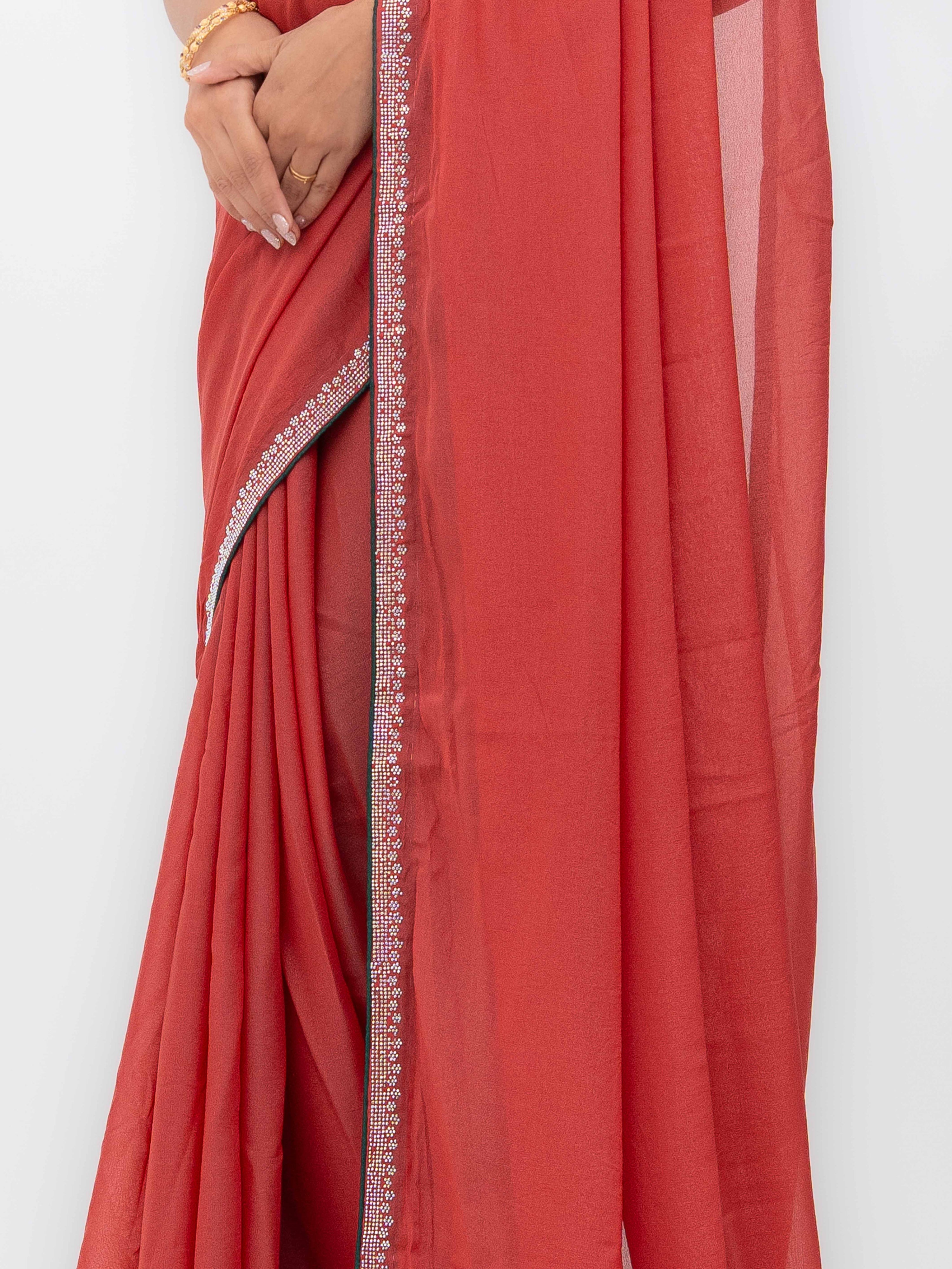 Rust Georgette Saree