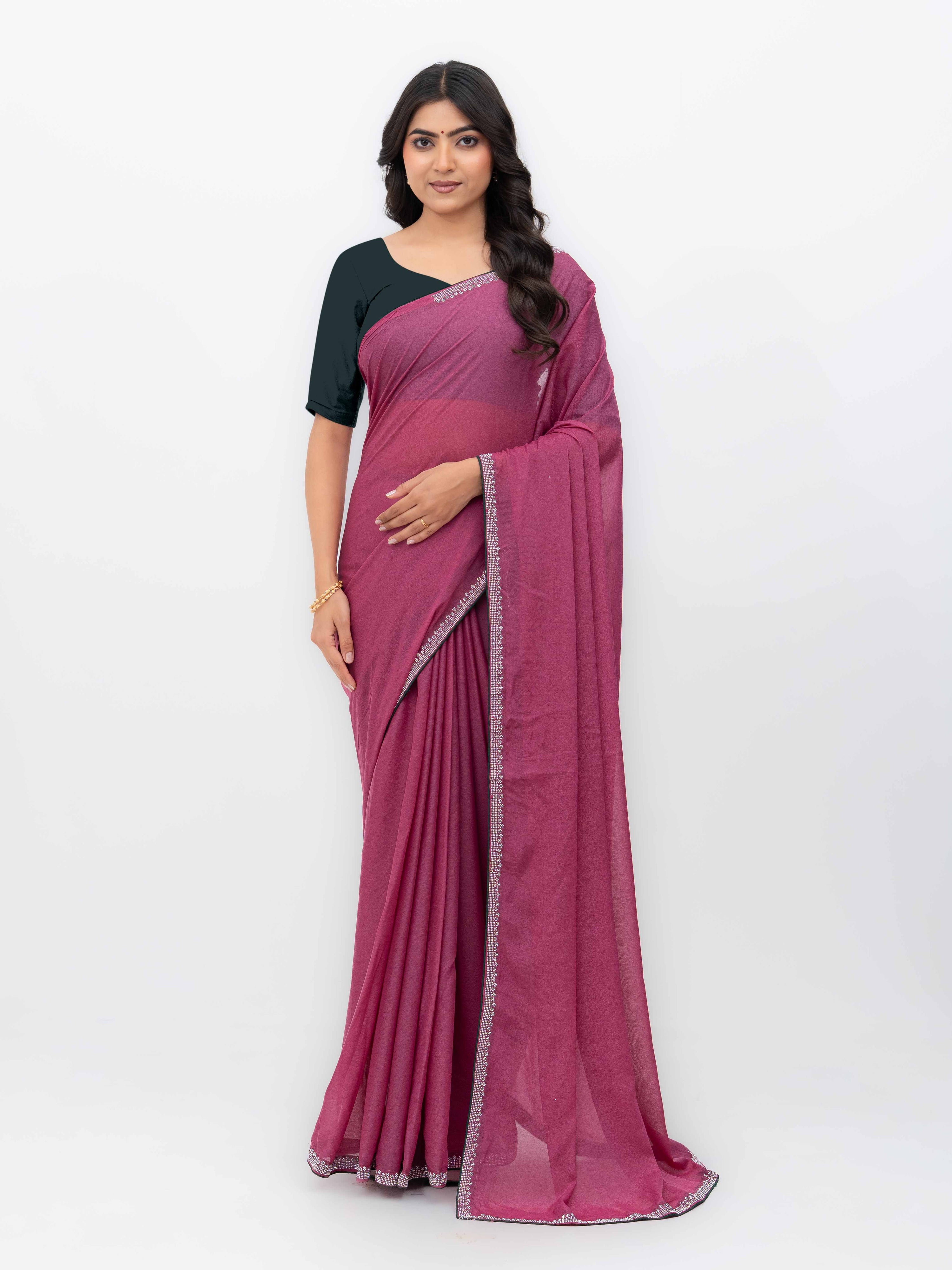 Rani Pink Georgette Saree