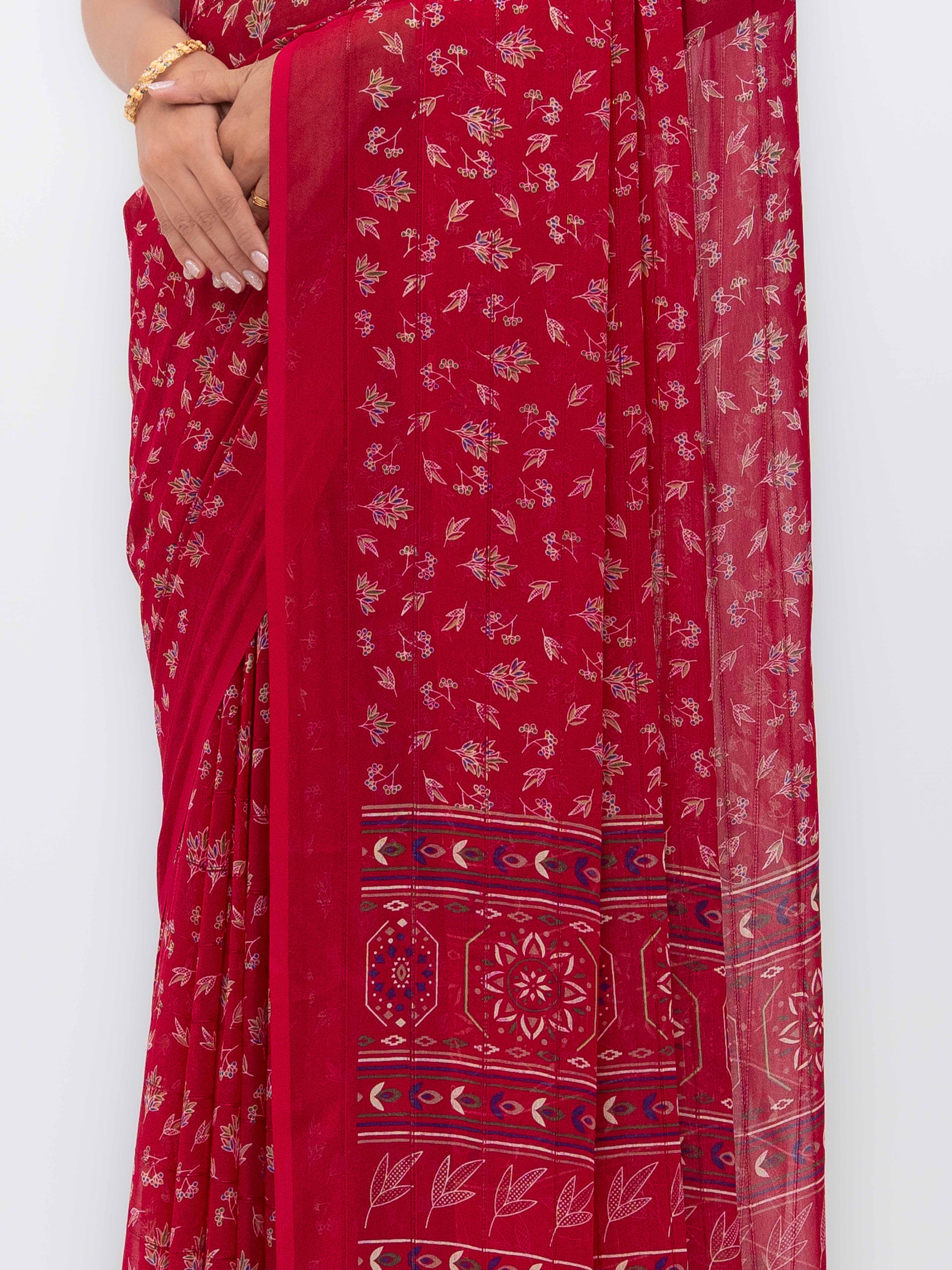 Pink Georgette Saree