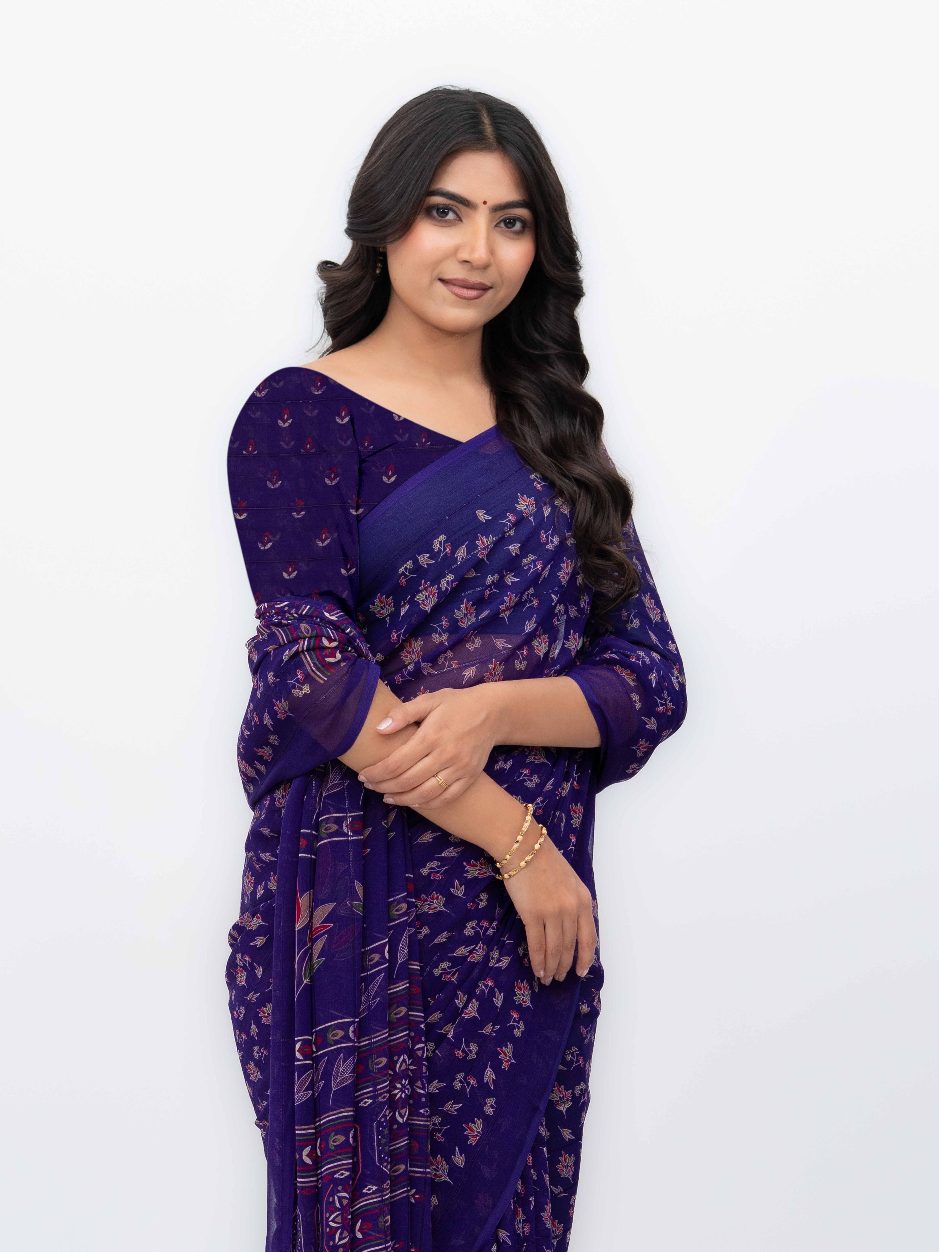 Purple Georgette Saree