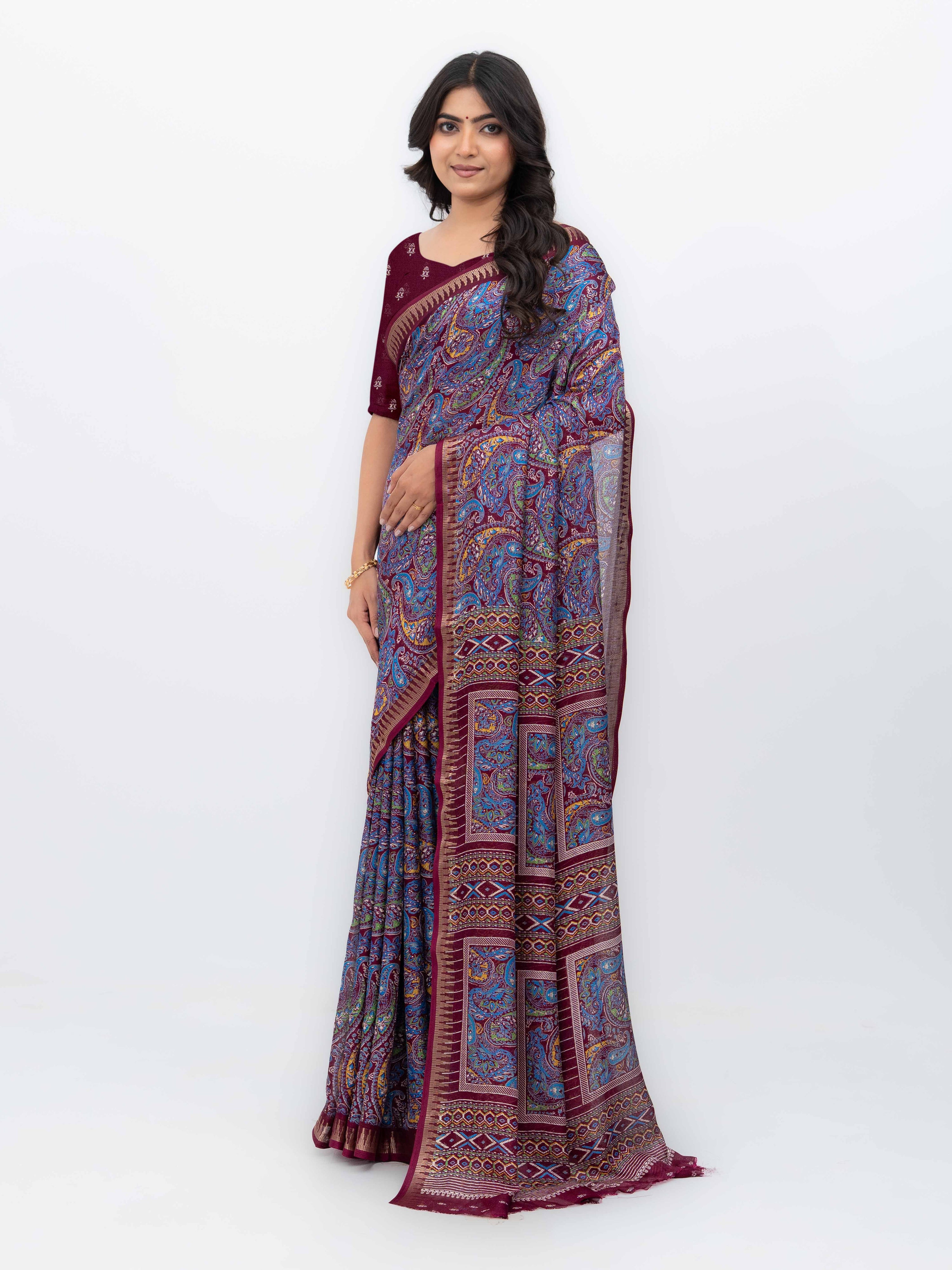 Maroon Soft Georgette Saree