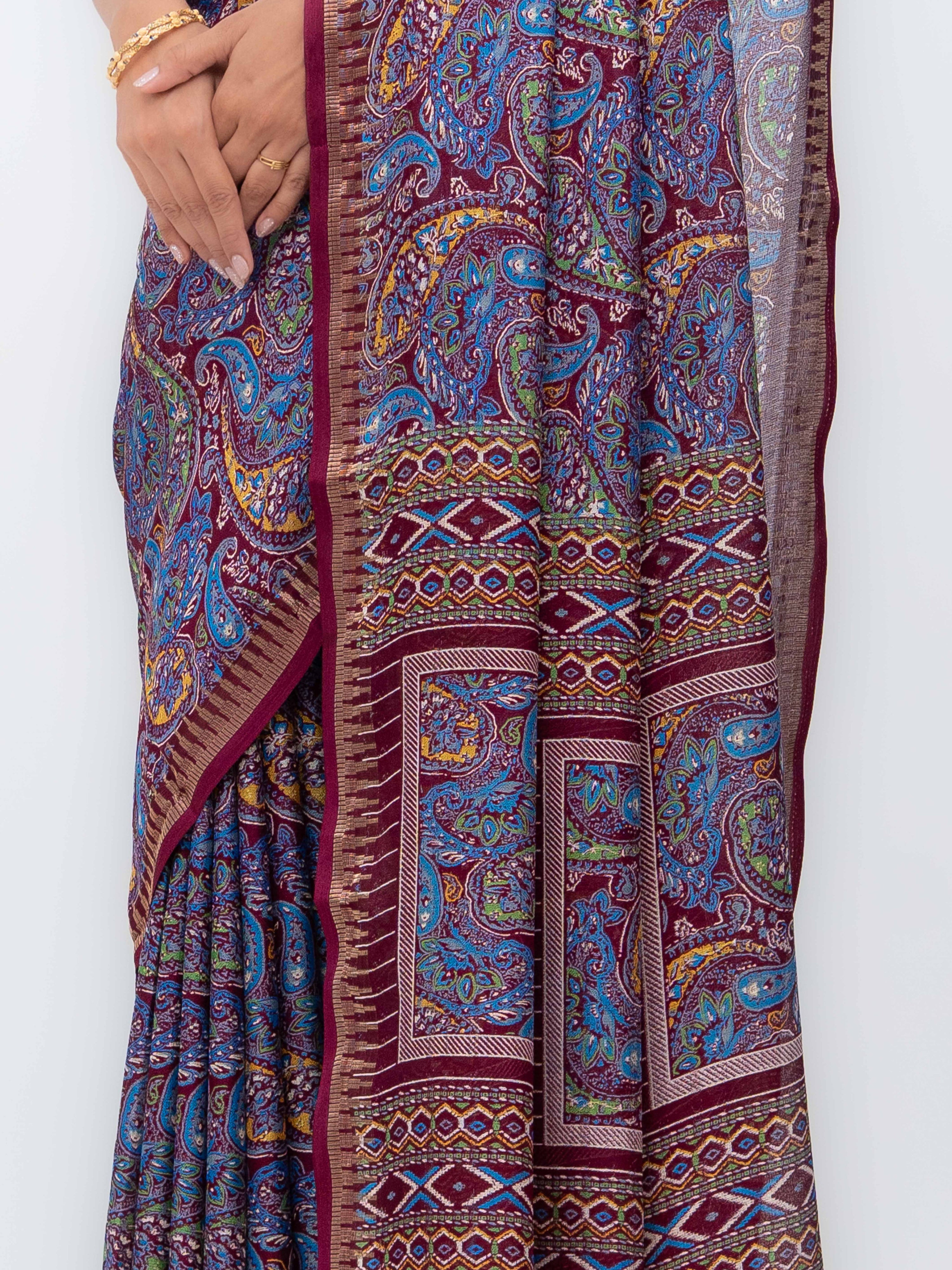 Maroon Soft Georgette Saree