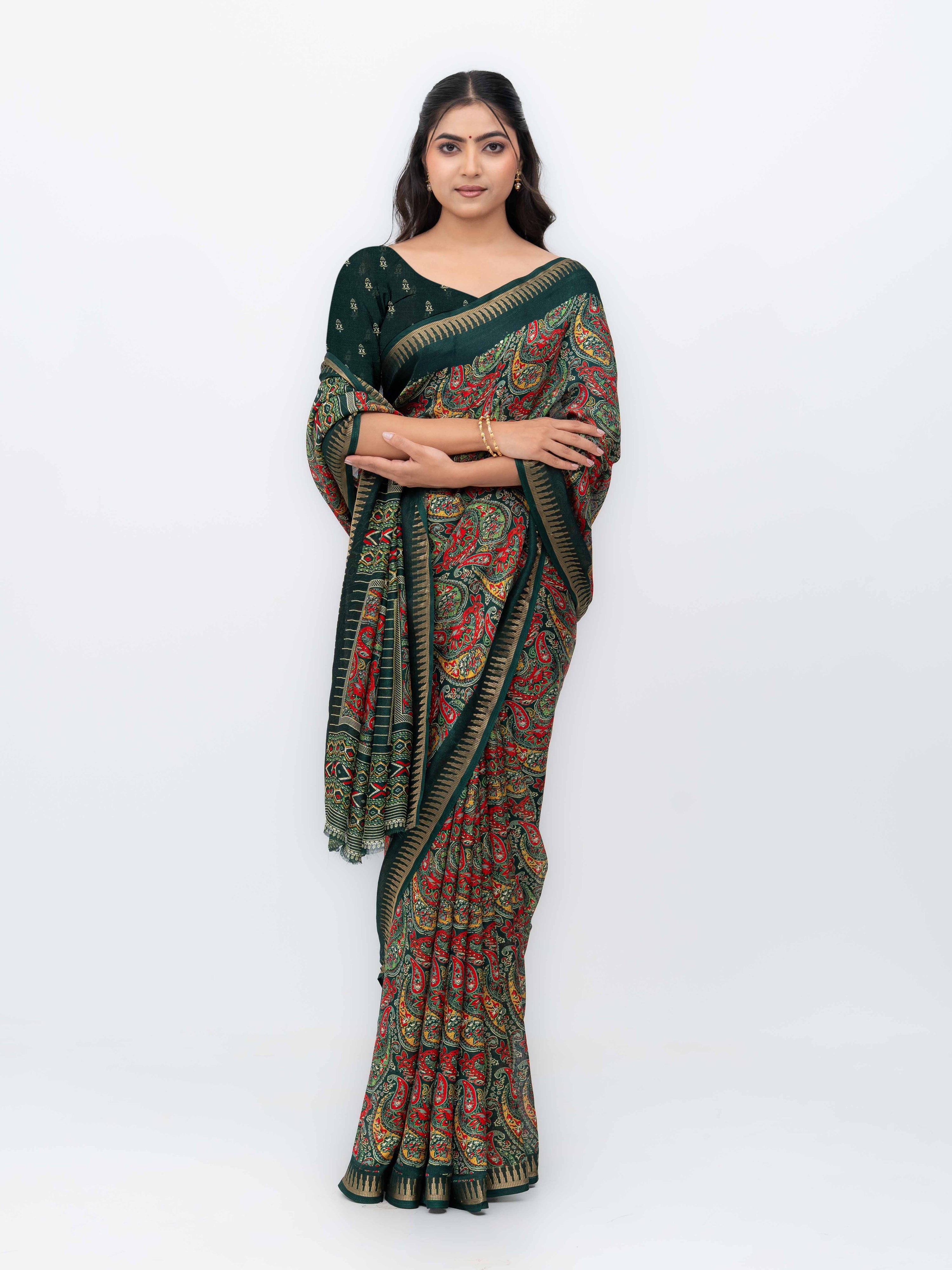 Dark Green Soft Georgette Saree