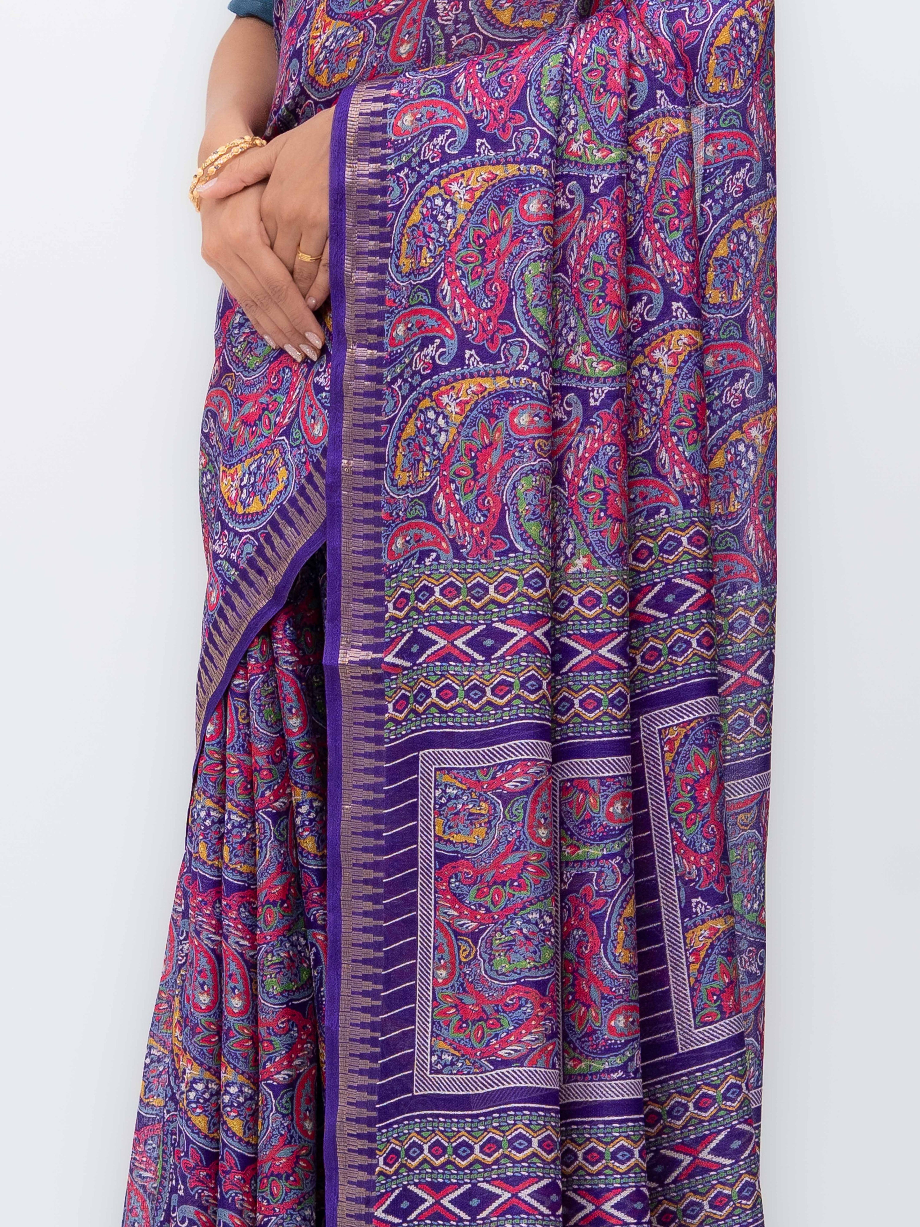 Purple Soft Georgette Saree