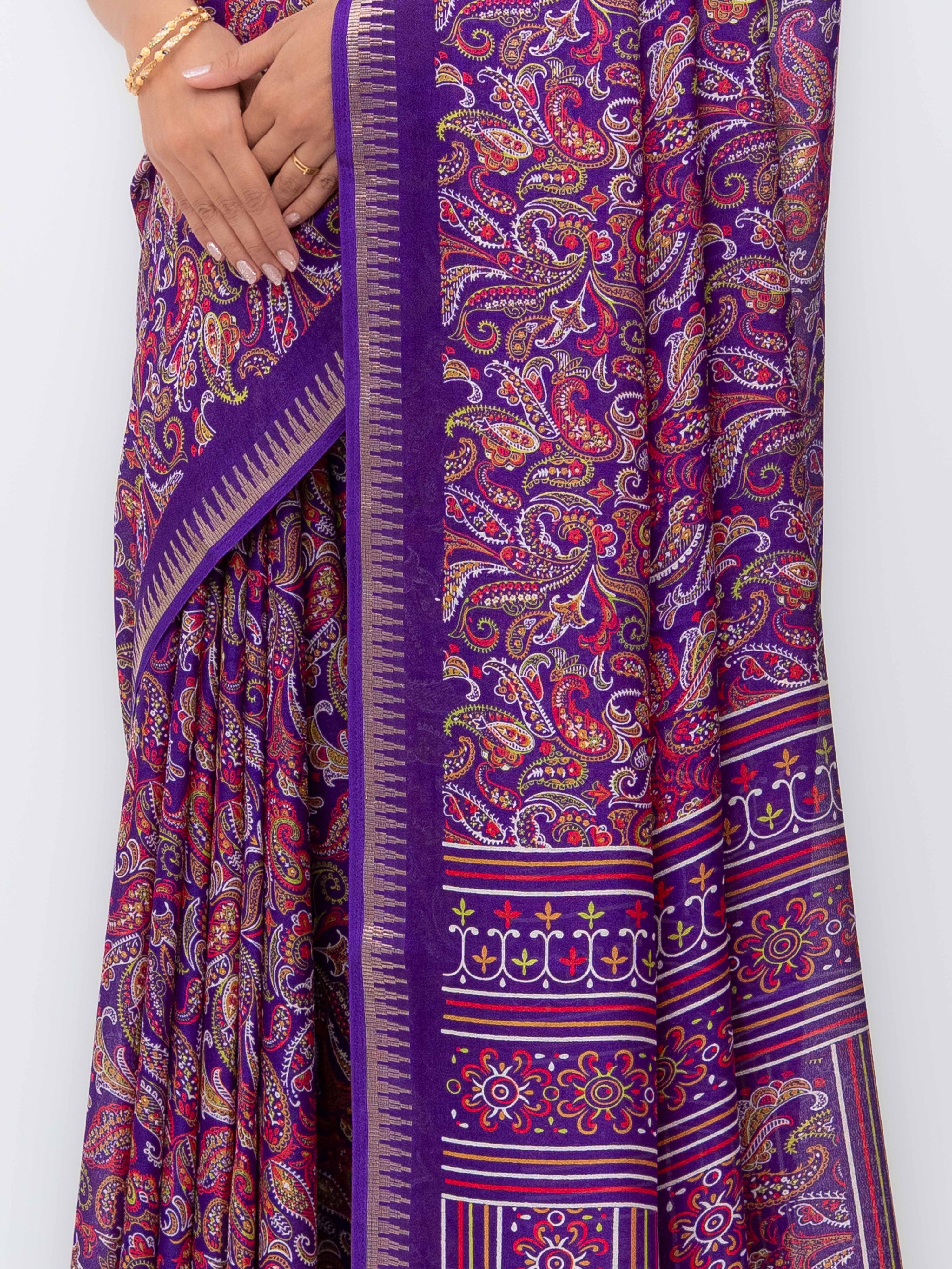 Purple Soft Georgette Saree