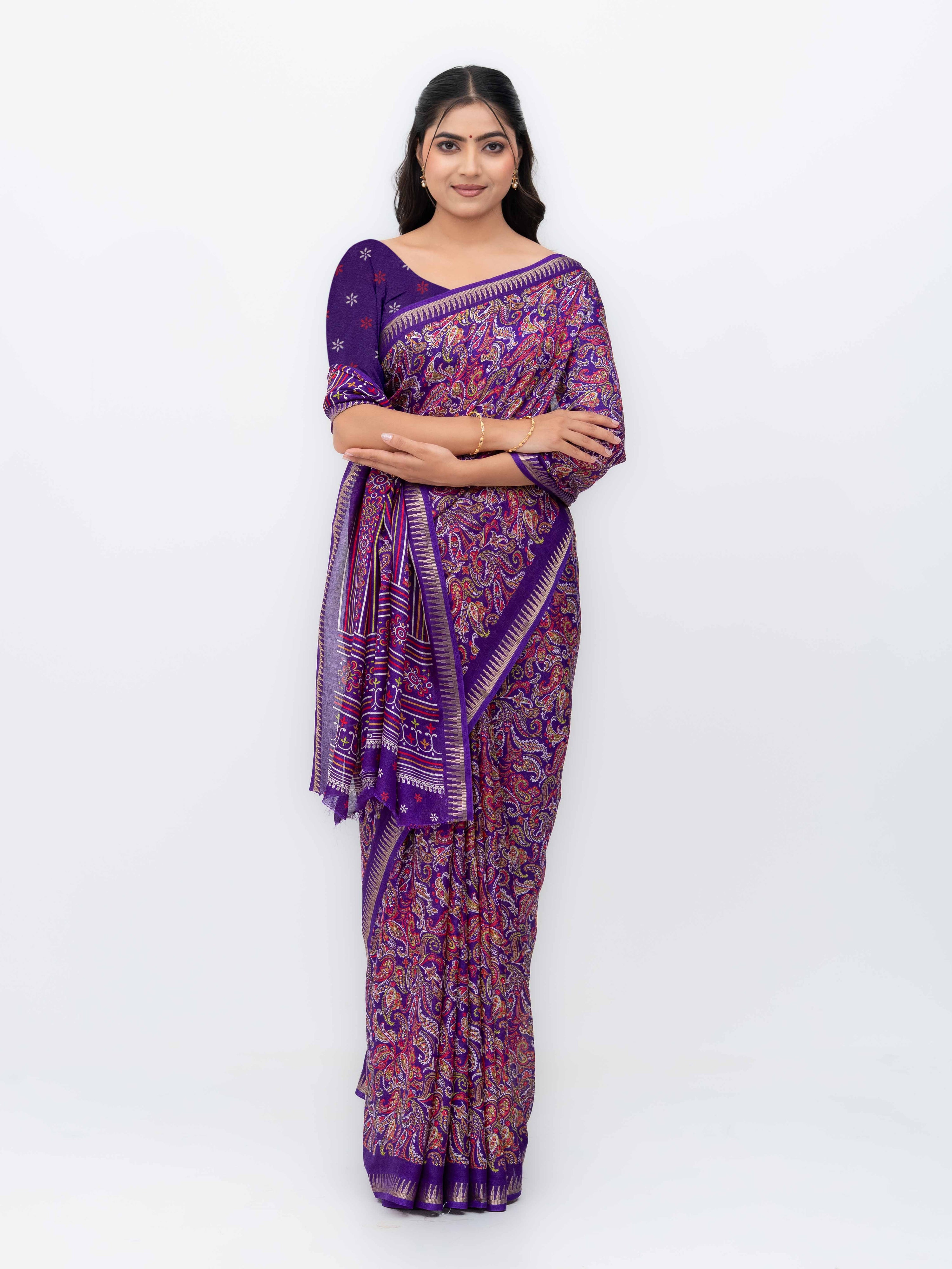 Purple Soft Georgette Saree