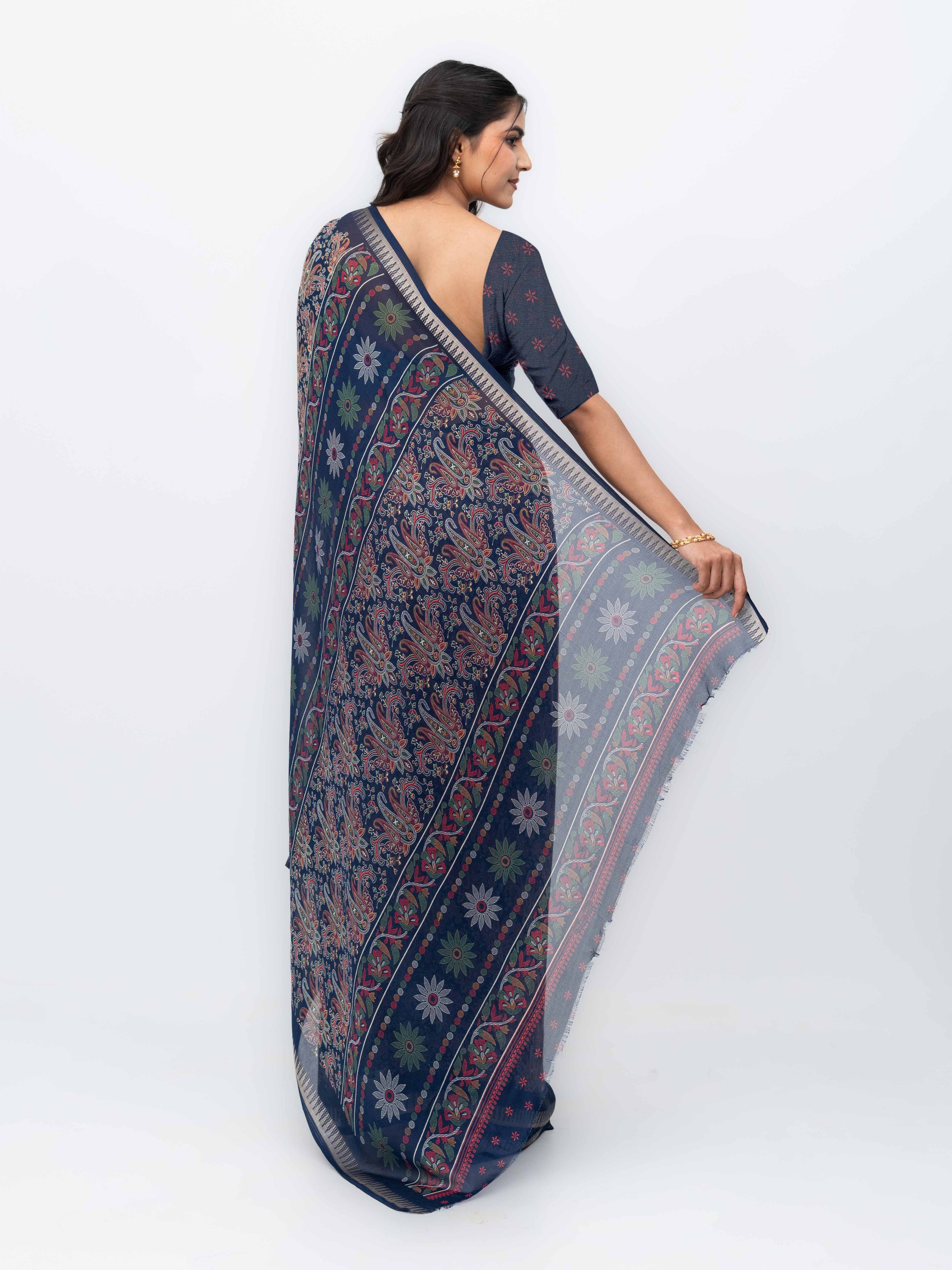 Navy Blue Soft Georgette Saree