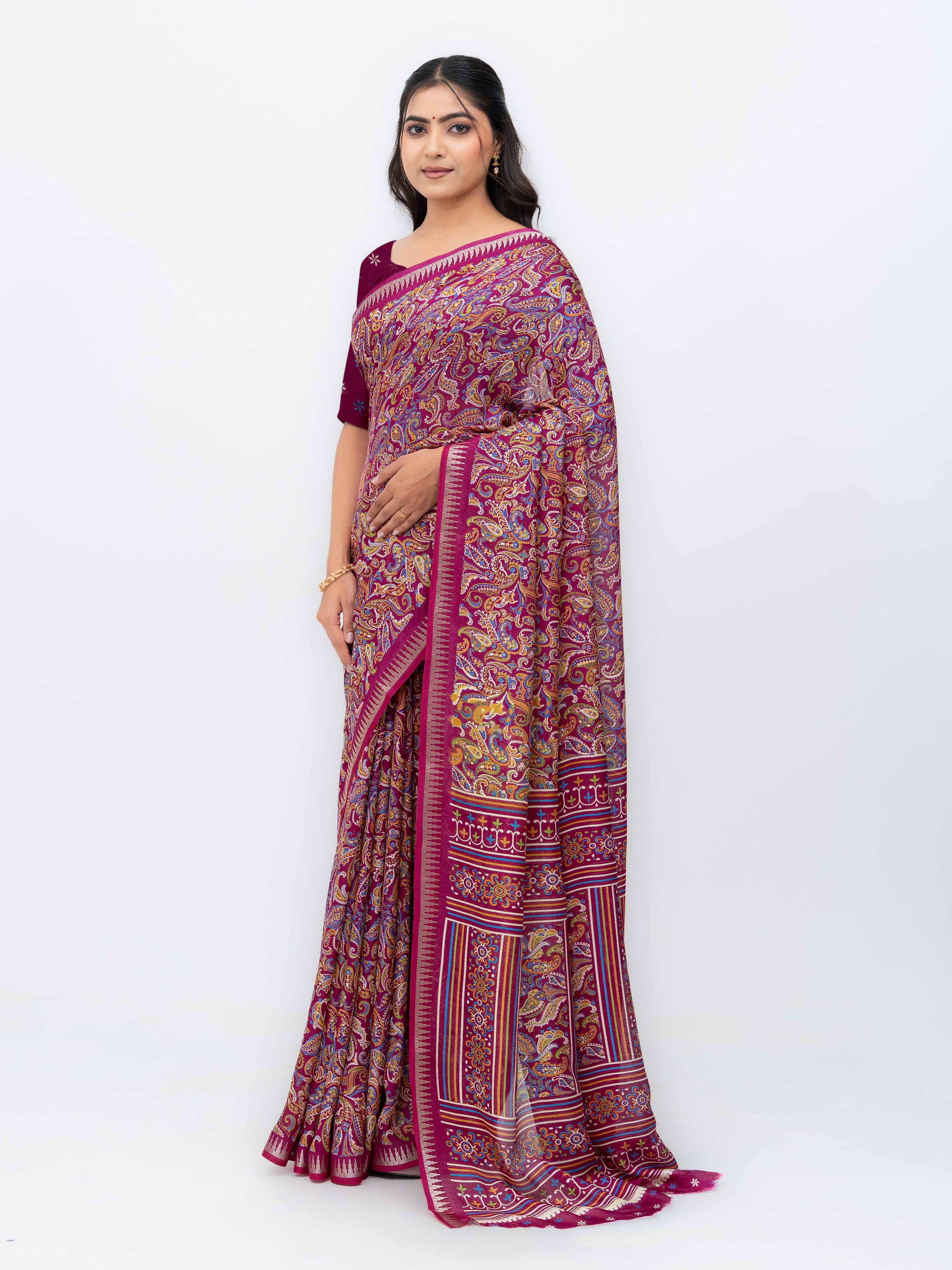 Magenta Soft Georgette Saree