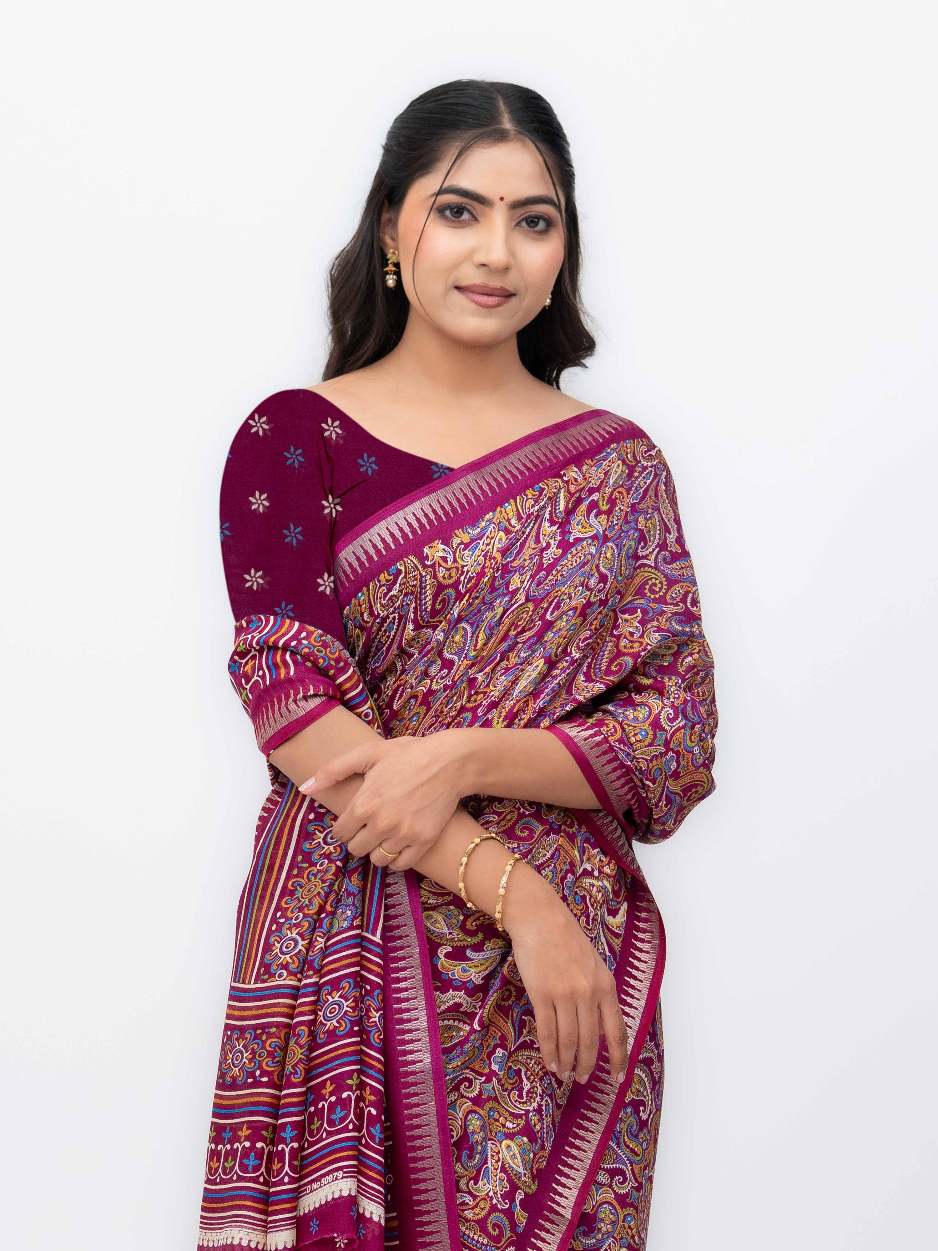 Magenta Soft Georgette Saree